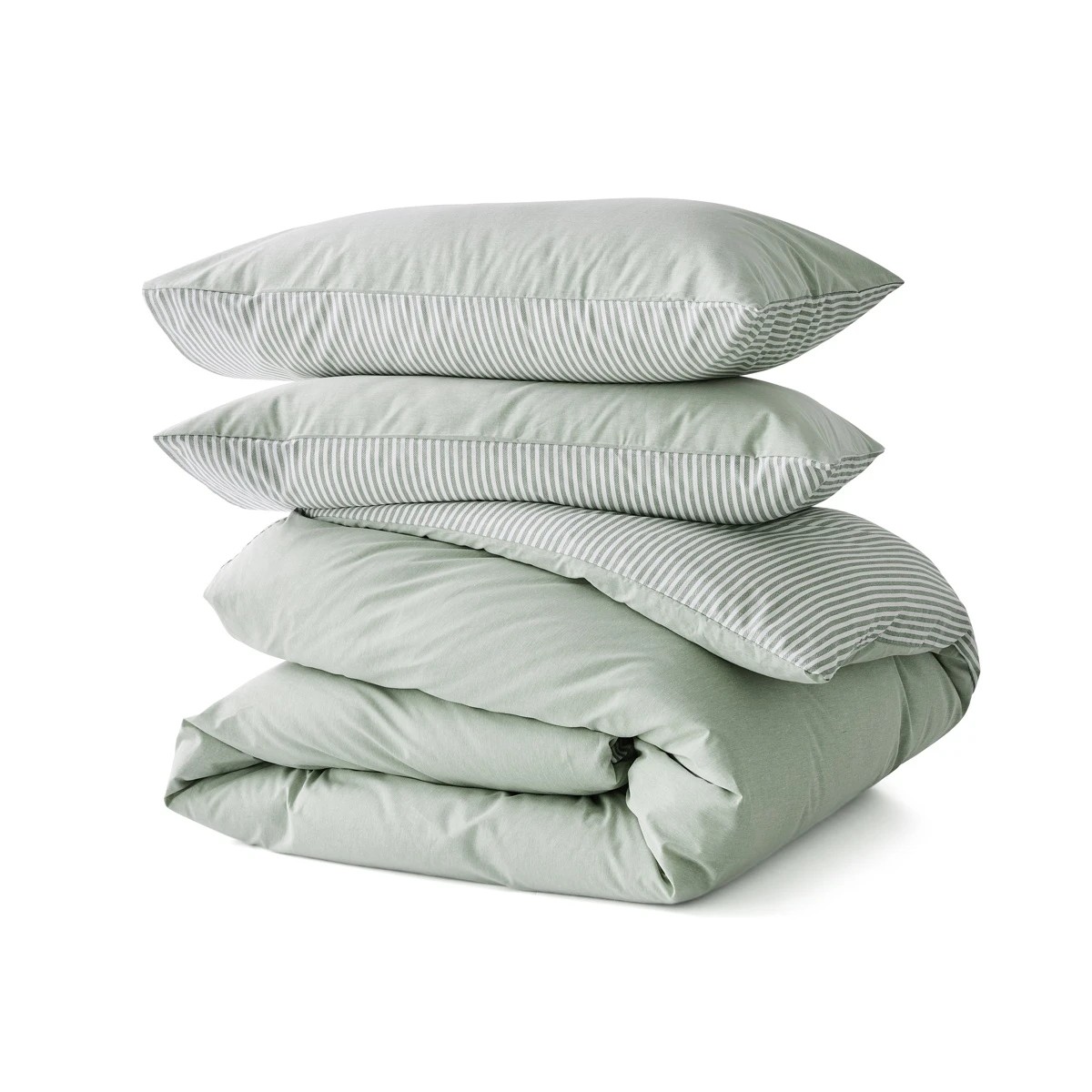 6 Chambray Cotton Rich Reversible Quilt Cover Set - King Bed, Seagrass, 6 of 7