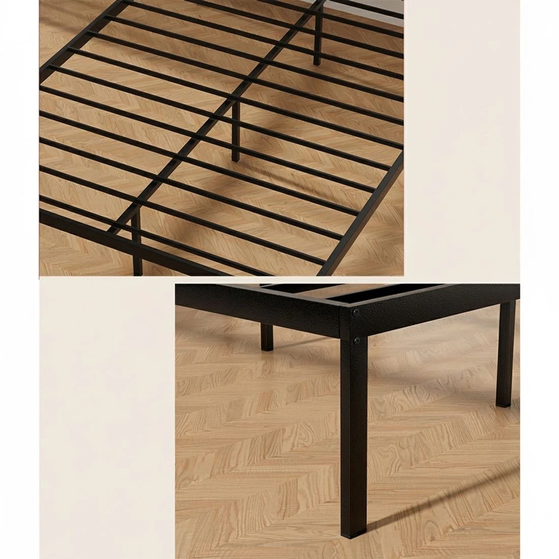 6 Artiss Bed Frame Double Size Metal Frame PAULA - Black, 6 of 7