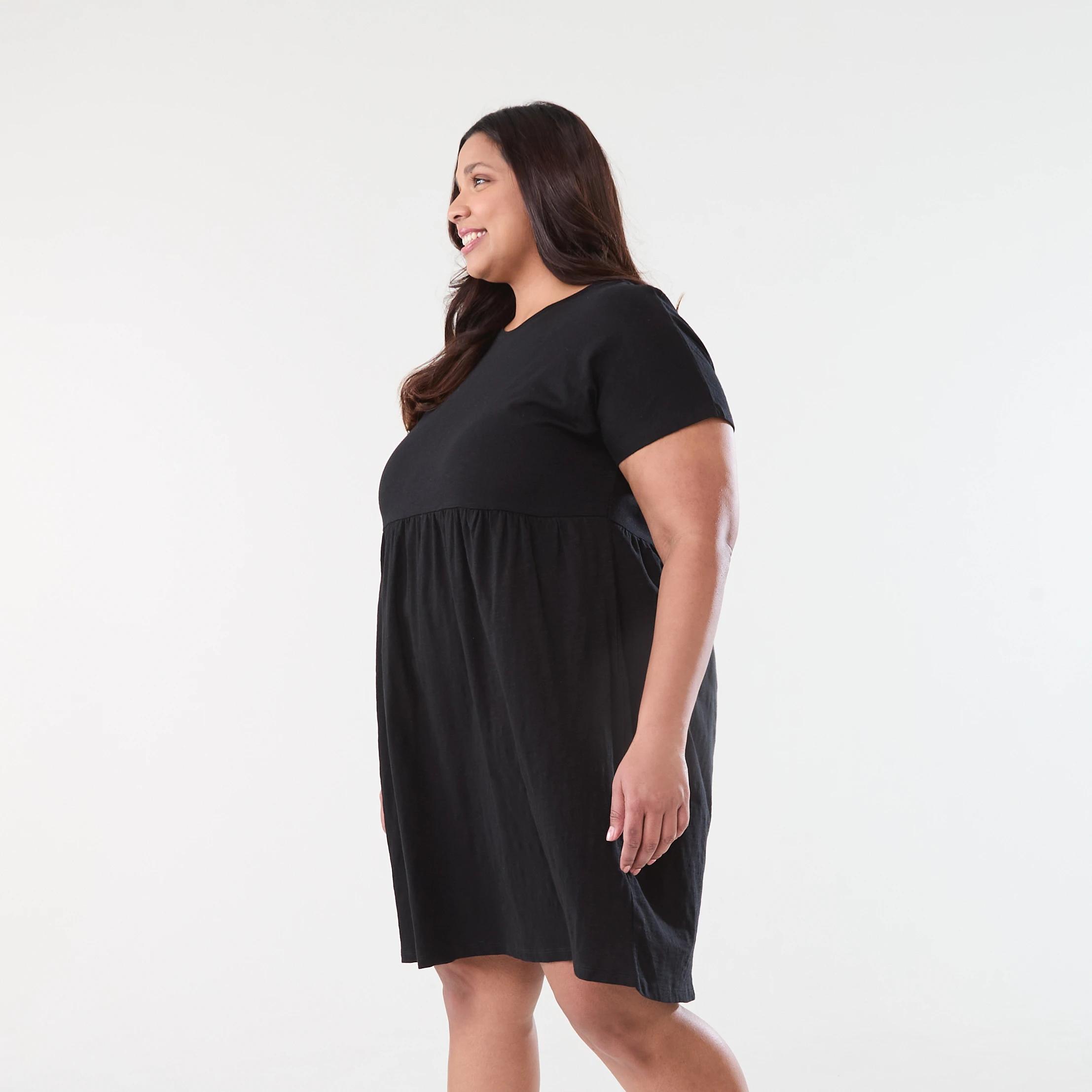 2 Curve Short Sleeve Jersey Dress BLACK, 2 of 6