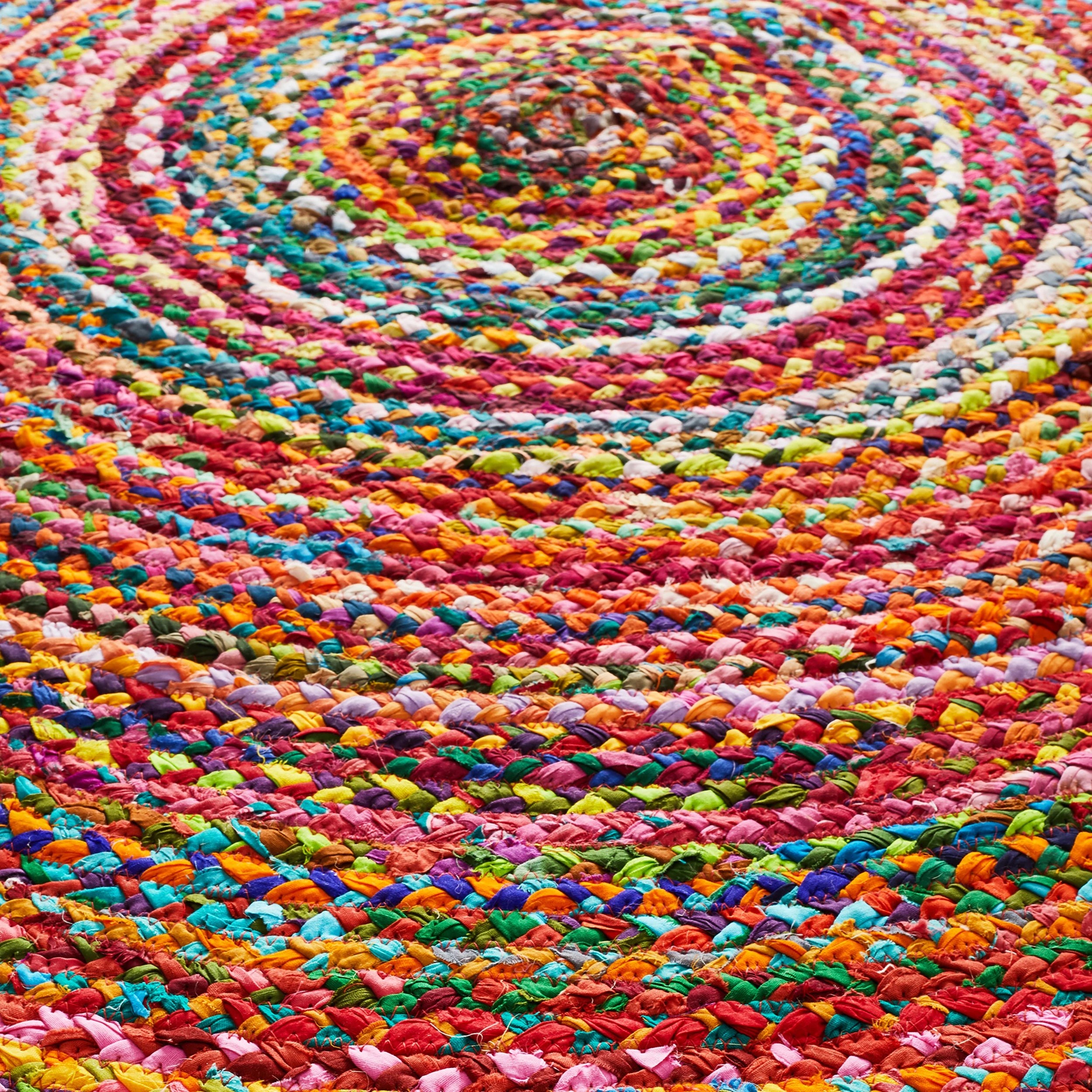3 Common Ground Rugs Solace Chindi 240x240cm - Large Circle Rug - Pink, 3 of 6