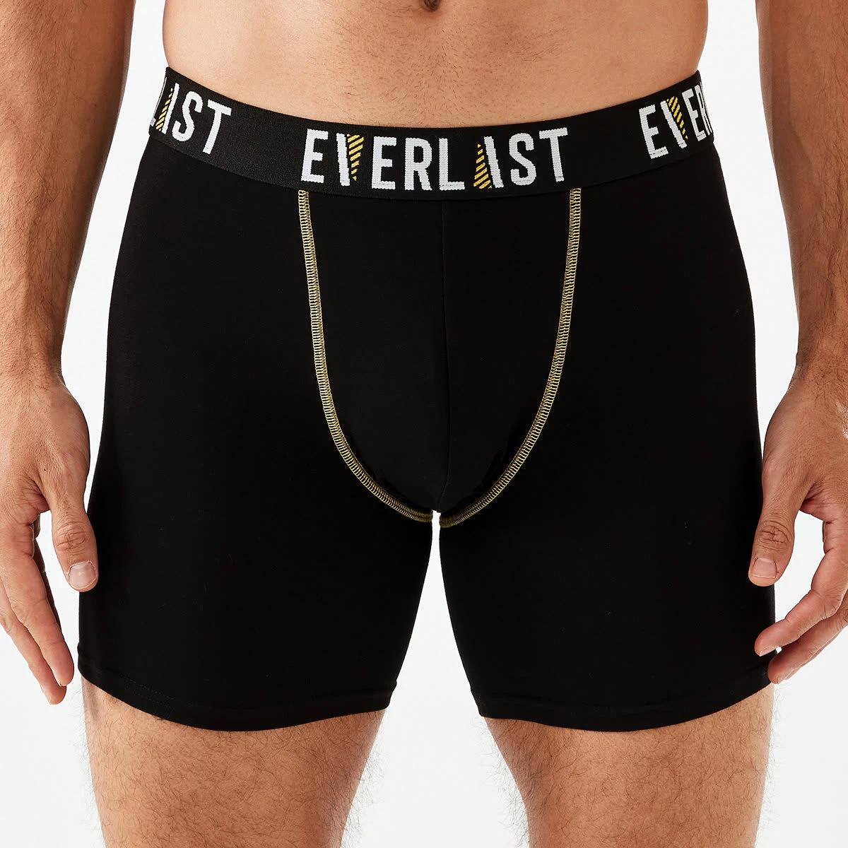 3 3 Pack Everlast Mens Mid Length Trunks Black, 3 of 7