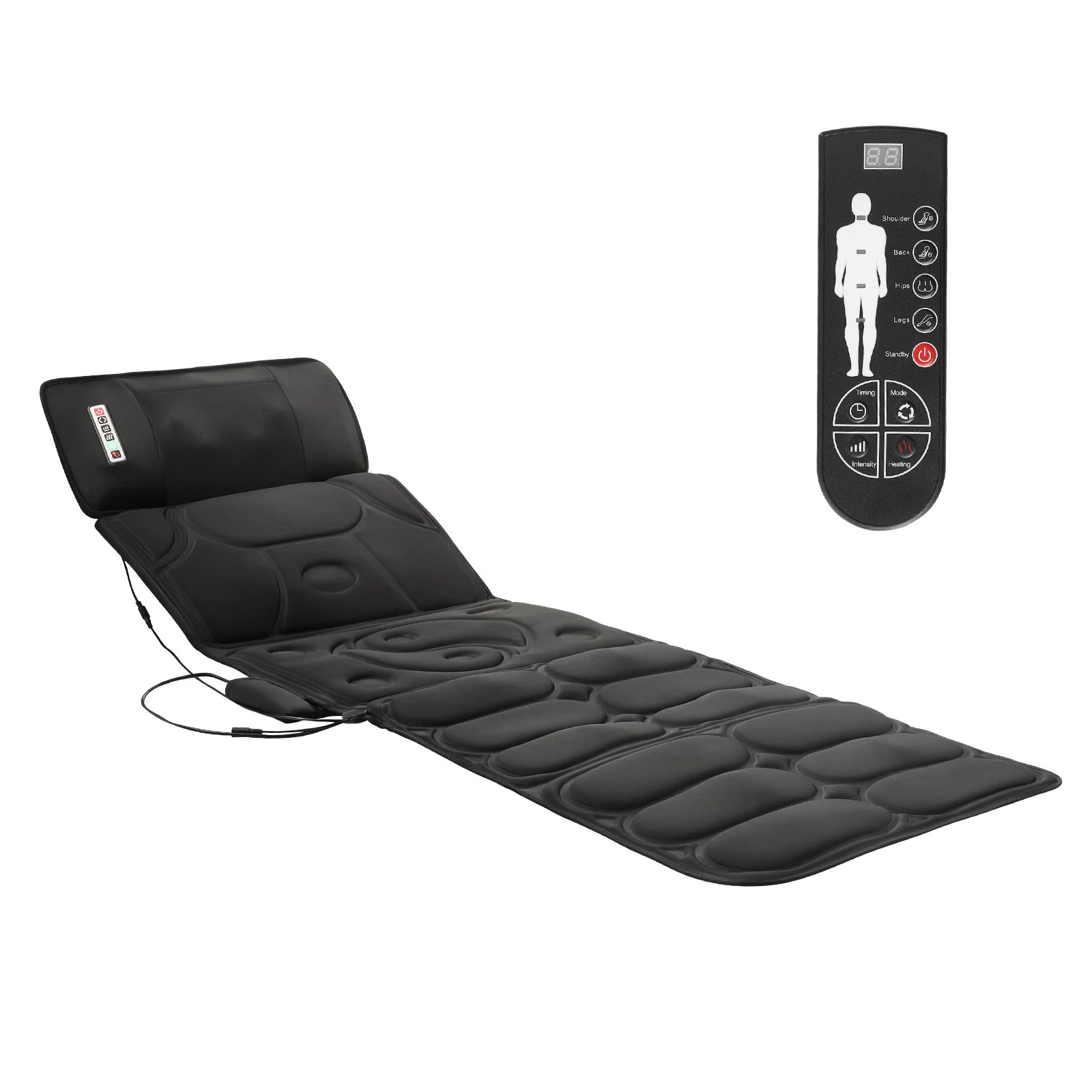 5 HOMASA Full Body Massage Mat Pillow Electric Heating Pad Neck Shoulder Back Hip Leg Massager Shiatsu Relax 10 Vibration, 5 of 8