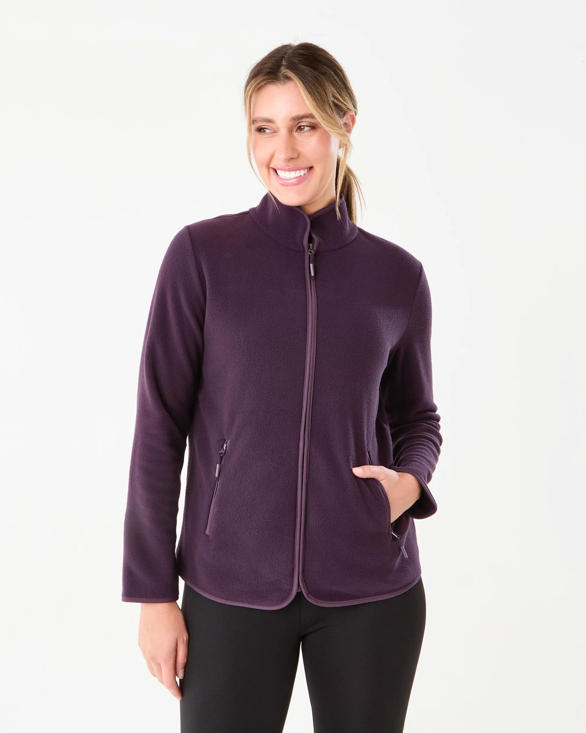 2 Active Womens Outdoor Fleece Jacket Pur Raisin, 2 of 7
