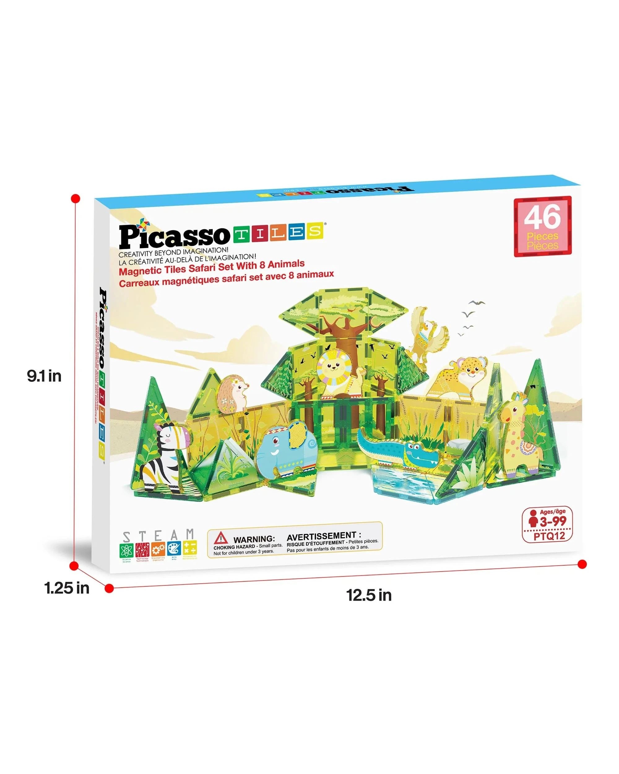 9 PicassoTiles Magnetic Tile Safari Animals Building Set 46 Pieces, 9 of 9
