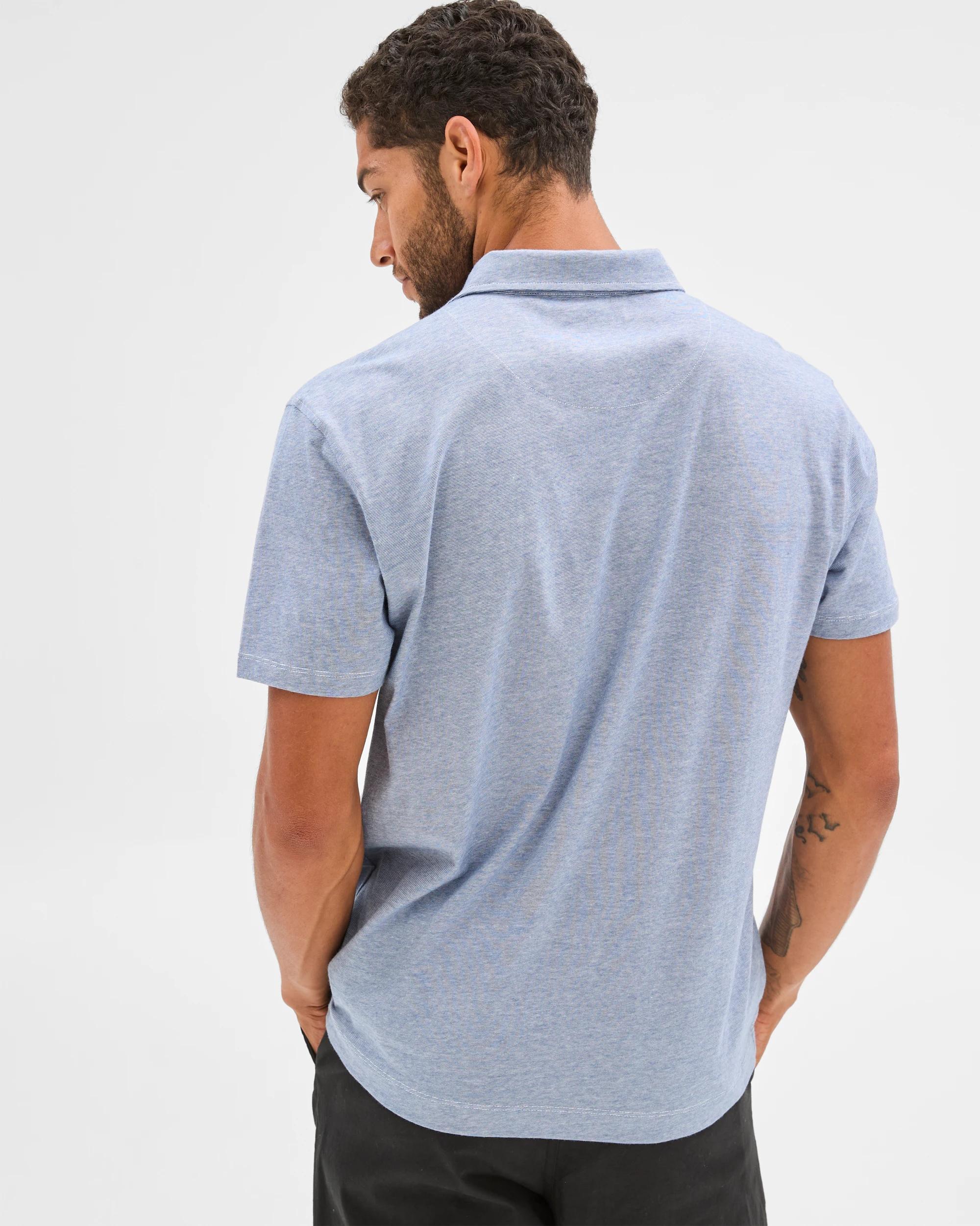 6 Target Australian Cotton Jersey Micro Stripe Polo Top BLUE, 6 of 6