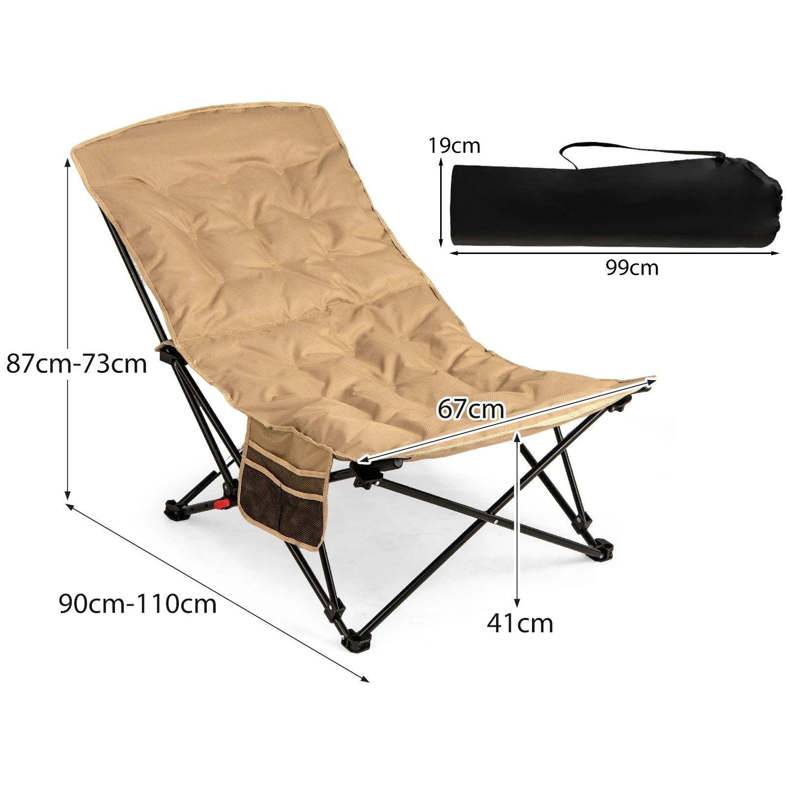 3 Costway 4-Position Padded Outdoor Chair Folding Camping Chair w/Adjustable Backrest - Multi, 3 of 3