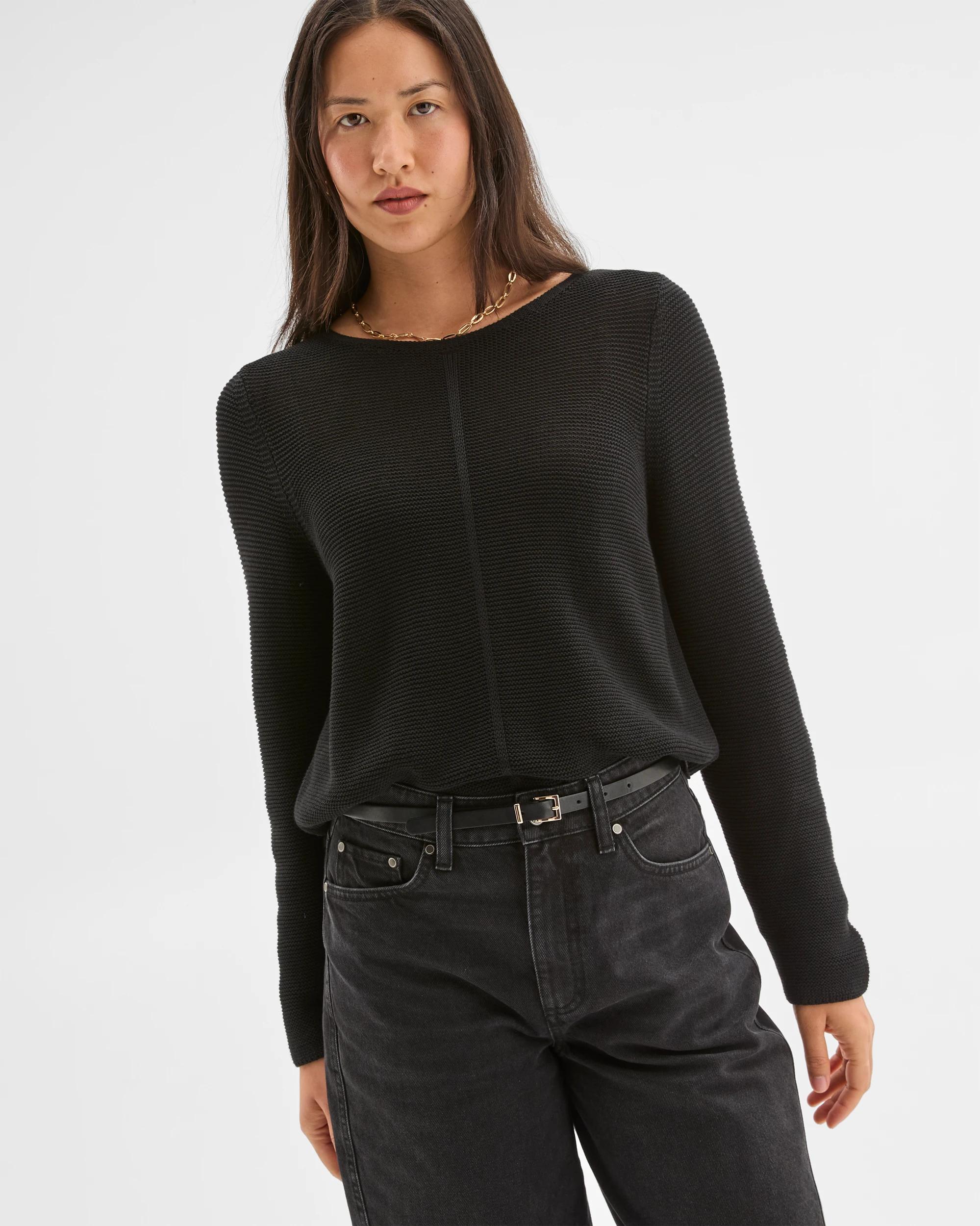 2 Target Woman Australian Cotton Blend Ottoman Twist Jumper BLACK, 2 of 5