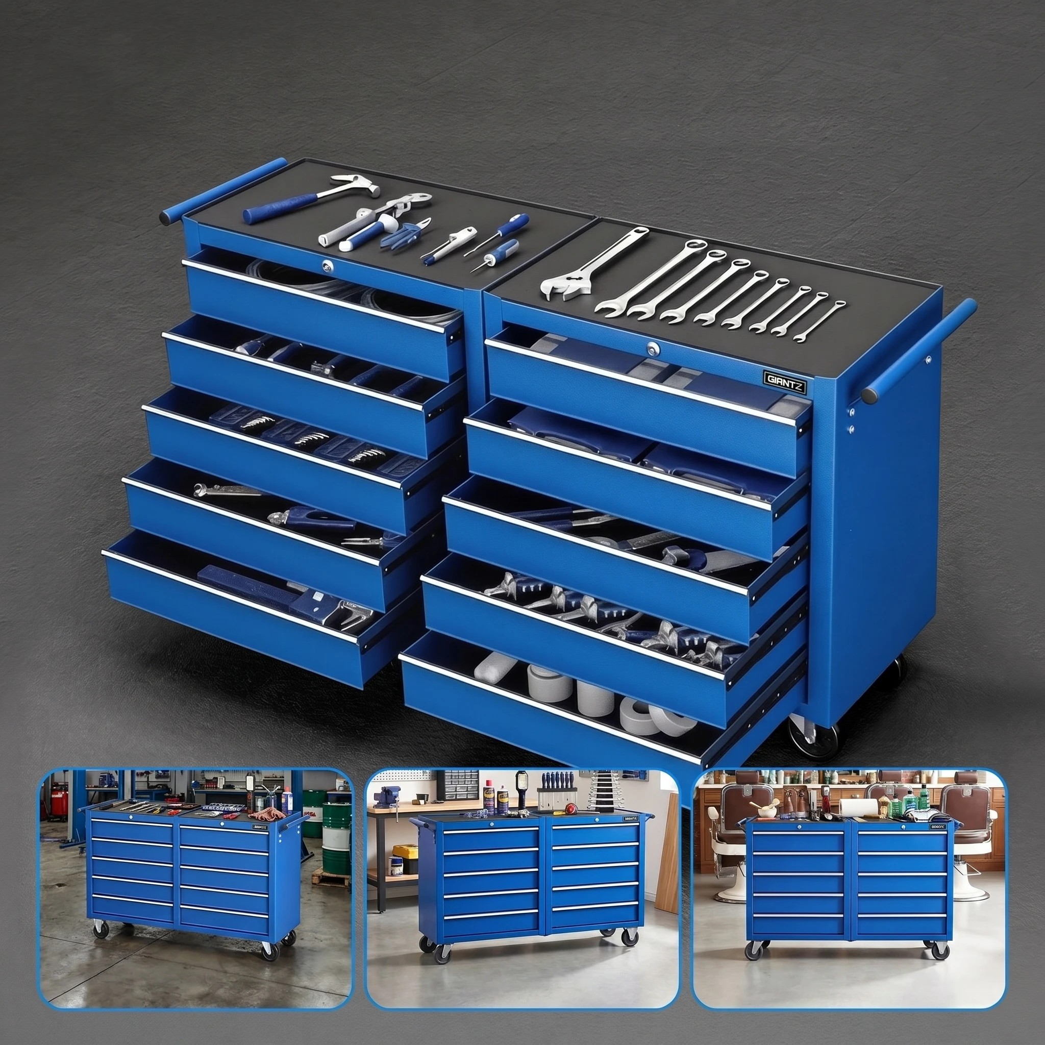 6 Giantz Tool Chest Trolley 10 Drawers Toolbox Storage - Blue, 6 of 7