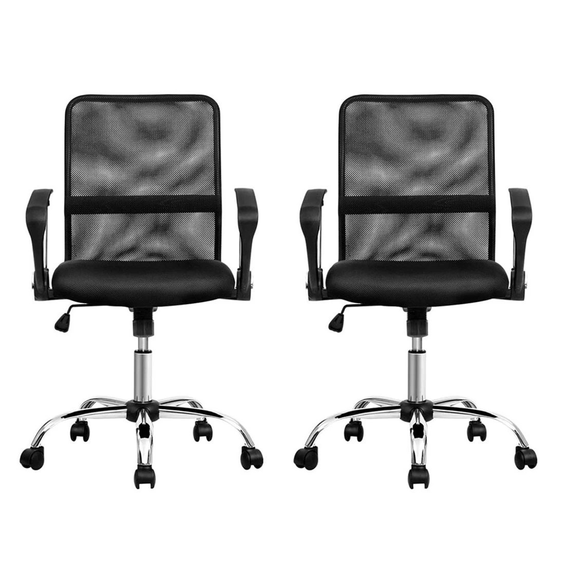3 Artiss 2x Mesh Office Chair Mid Back - Black, 3 of 6