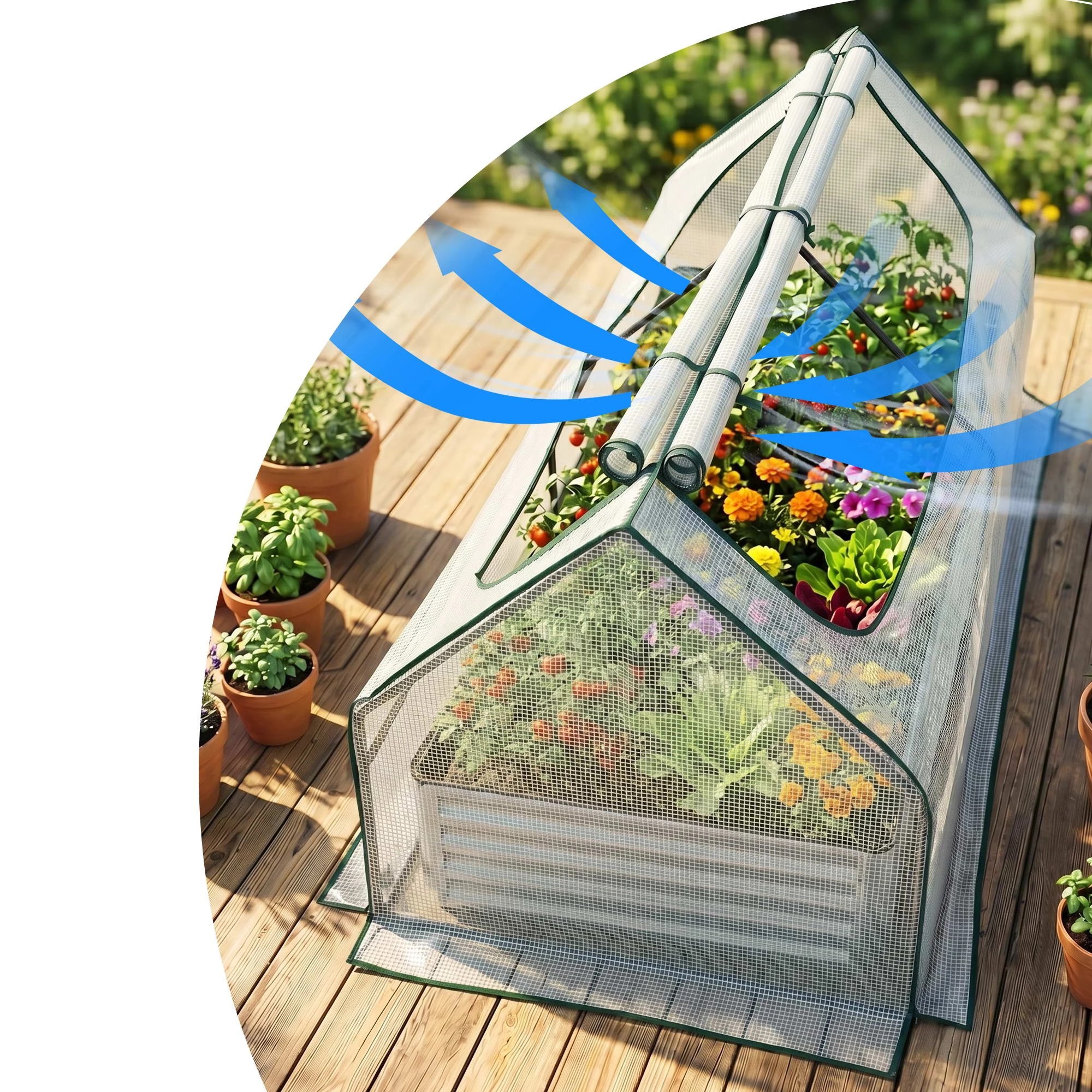 5 Green Fingers 3 in 1 Raised Garden Bed with Greenhouse Galvanised Planter Box Kit - White, 5 of 9