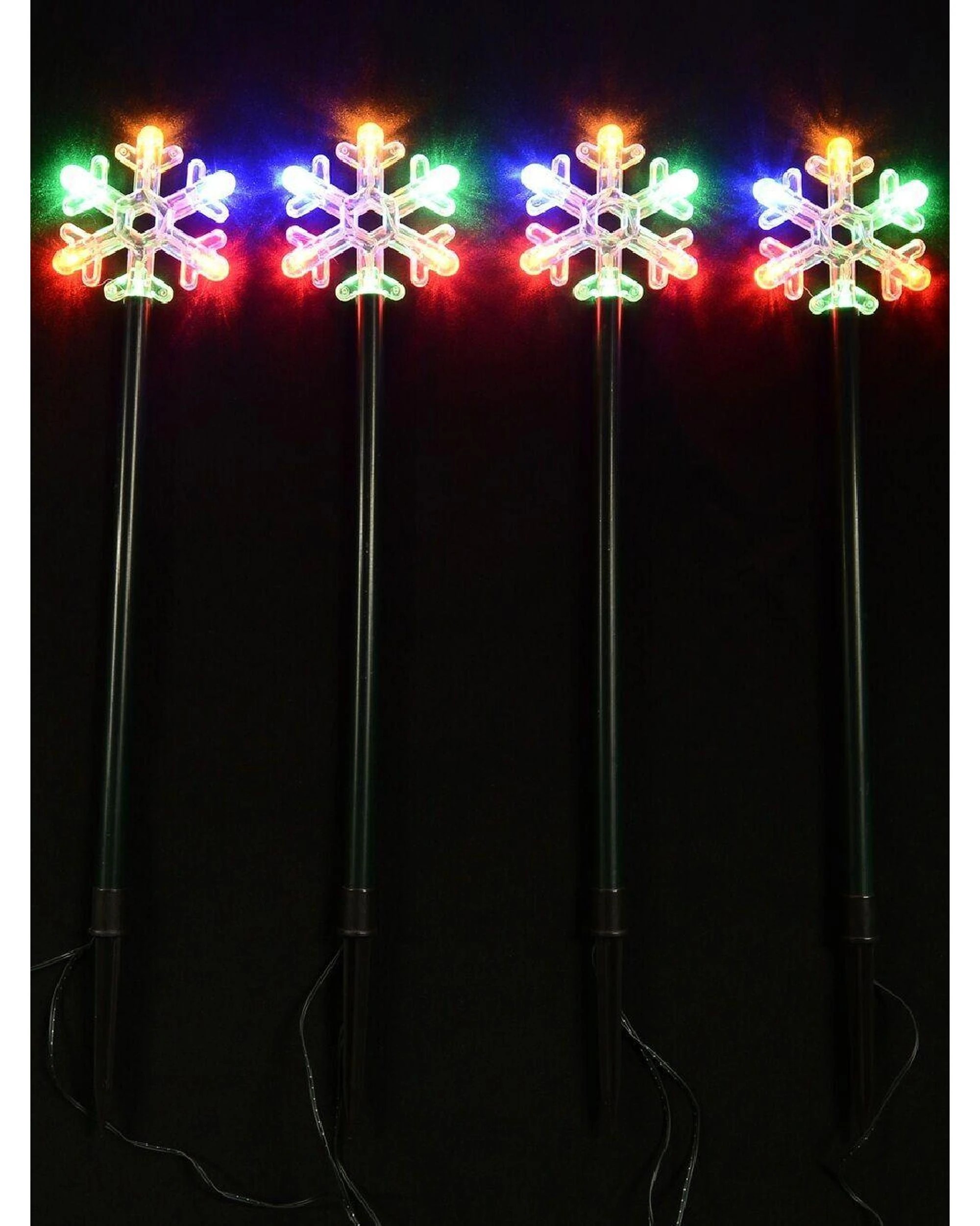 Christmas Warehouse 4x LED Christmas Snowflake Path Lights - Multi ...