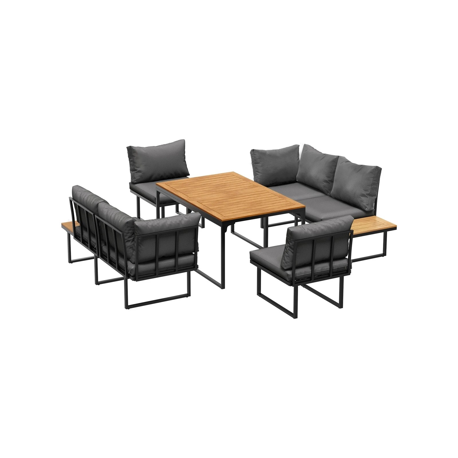 6 Livsip 6 Seater Outdoor Dining Sofa Setting Lounge Furniture 2 Side Table - Multi, 6 of 8