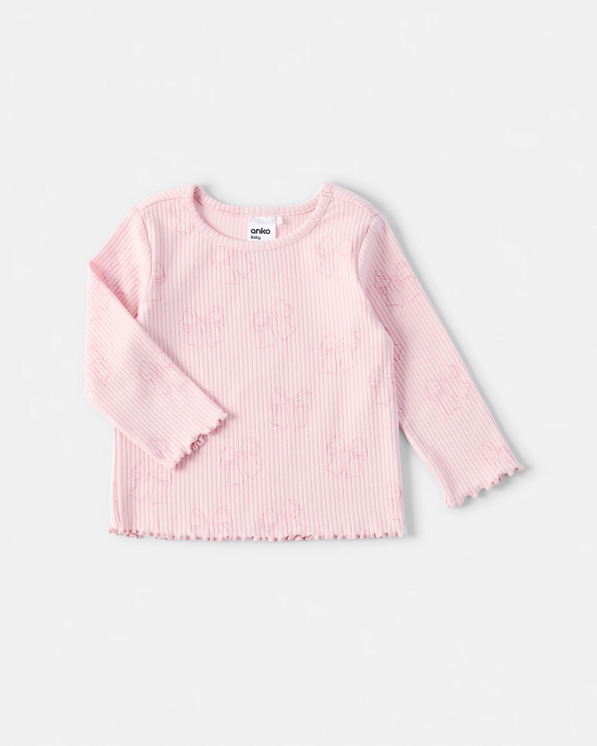 5 3 Pack Cotton Long Sleeve Ribbed T-shirt Pnk Strp, 5 of 8