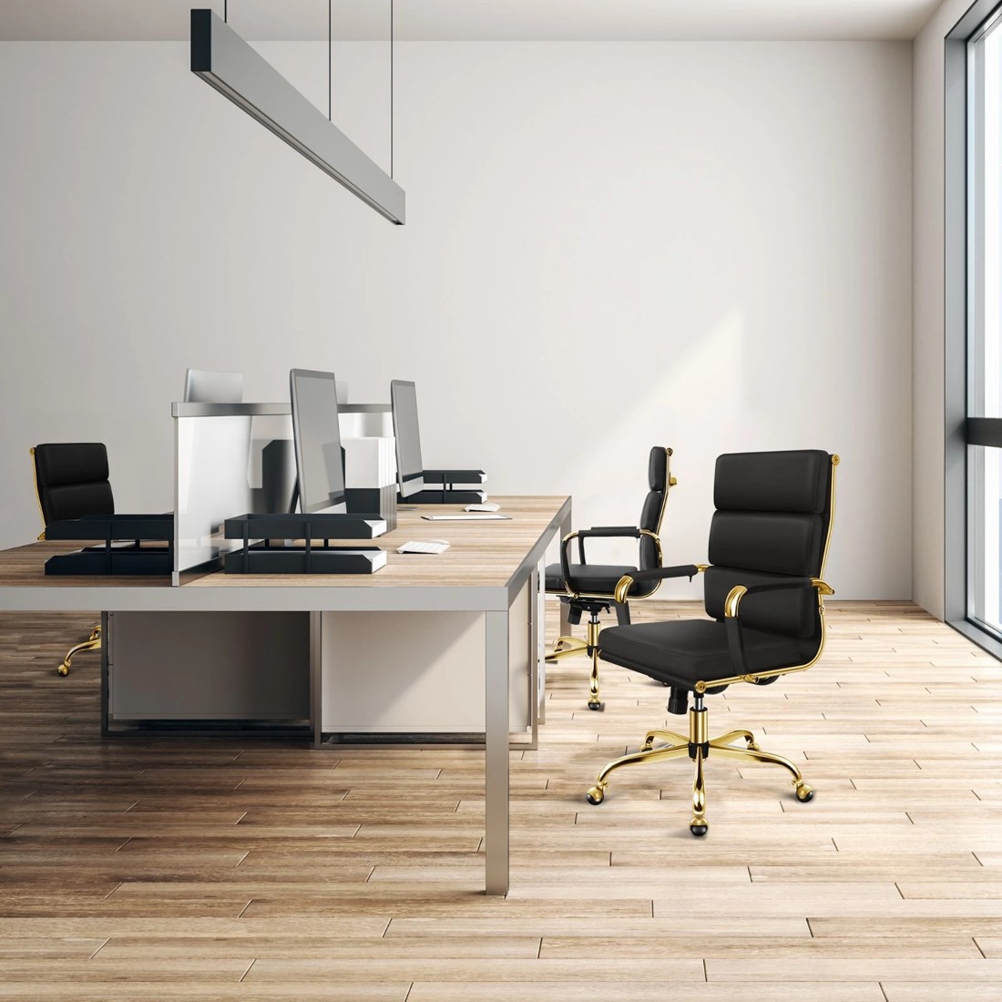 4 Alfordson Office Chair Ergonomic Paddings Executive Computer Work Seat High Back - Black, 4 of 10