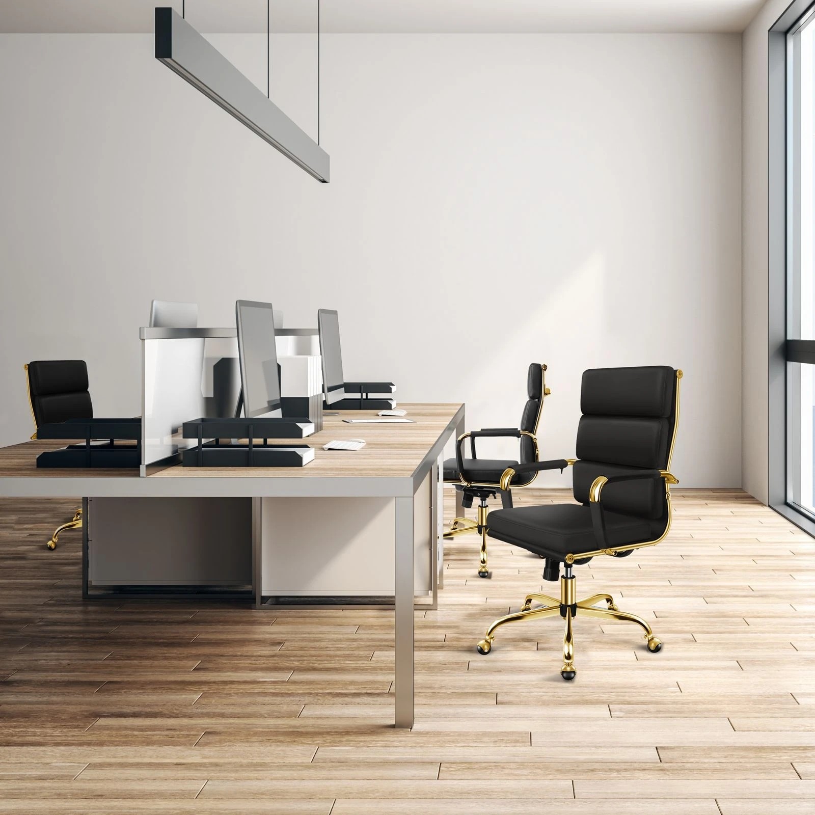 4 Alfordson Office Chair Ergonomic Paddings Executive Computer Work Seat High Back - Black, 4 of 10