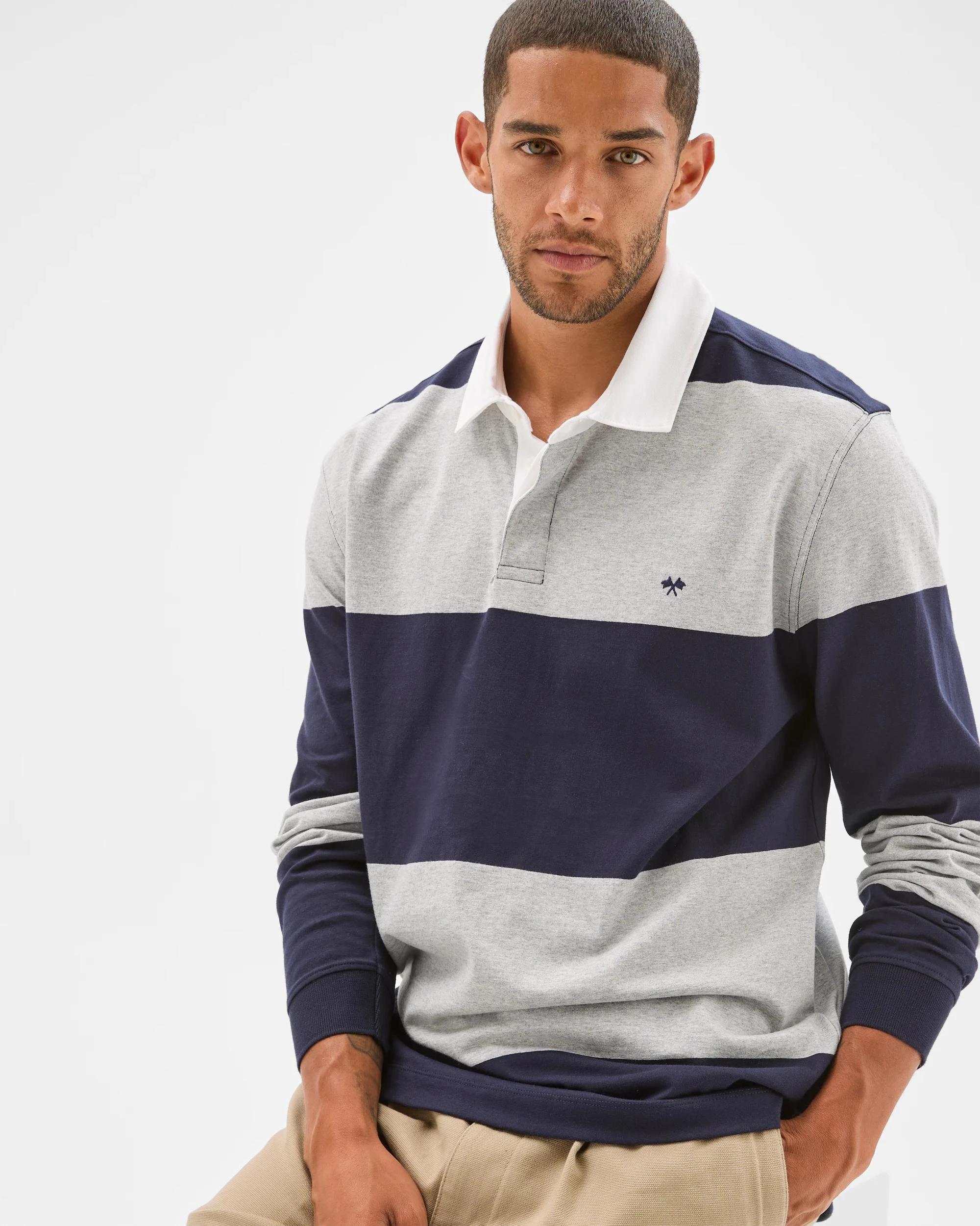 6 Target Man Australian Cotton Blend Long Sleeve Rugby Polo Top GREY MARLE, 6 of 6