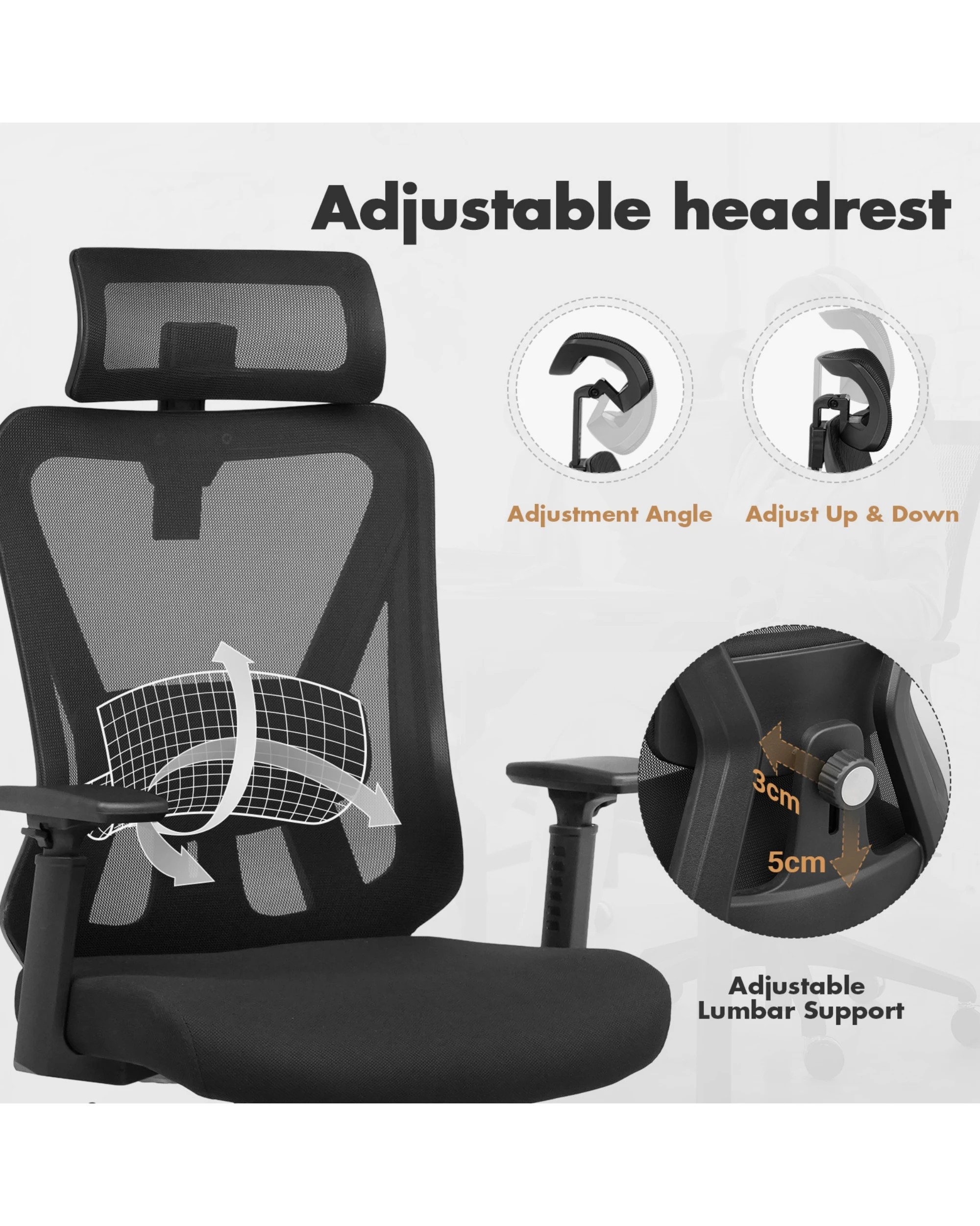 4 Advwin Ergonomic Office Chair Mesh High Back Desk Chair Black, 4 of 9