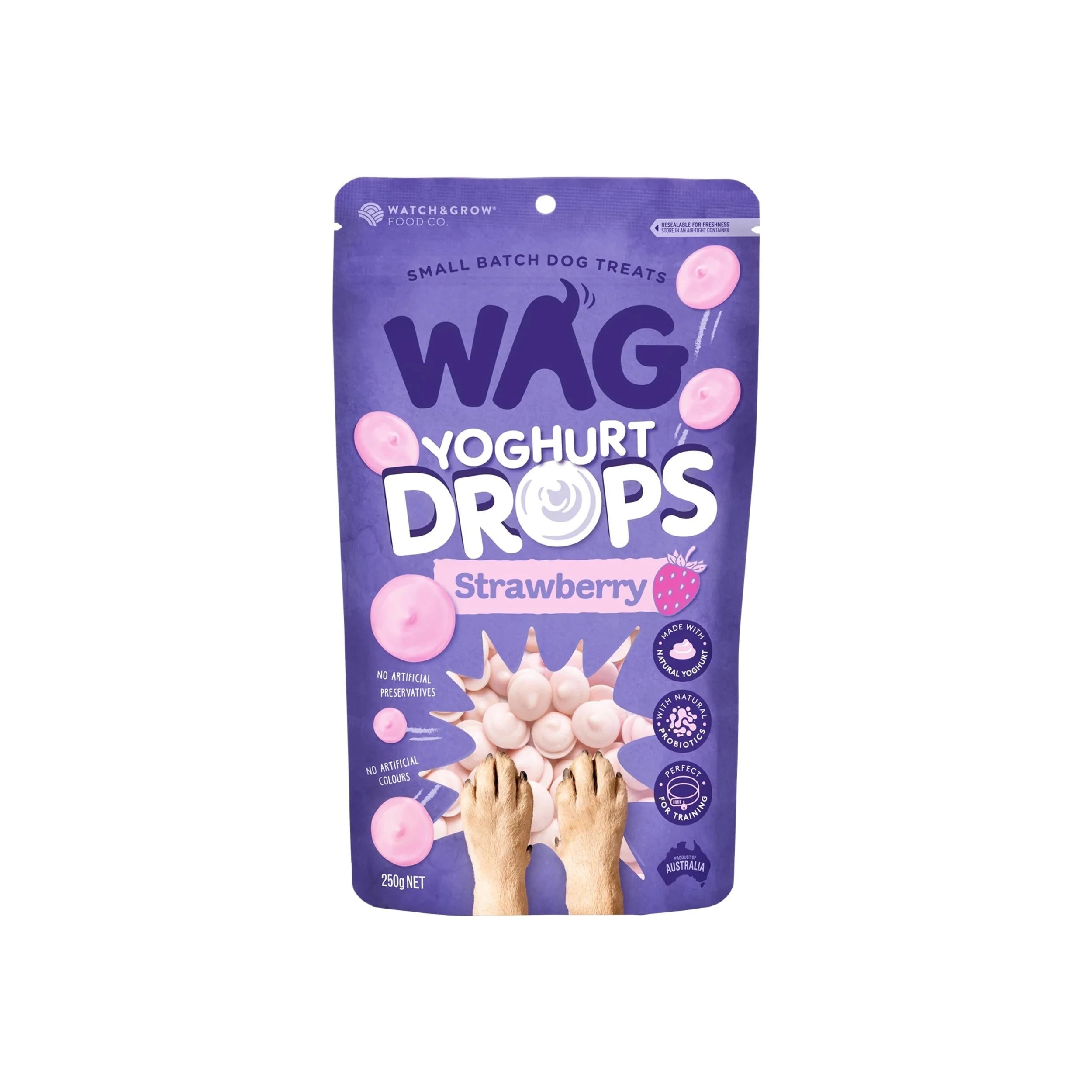 1 WAG Yoghurt Drops 250g Strawberry Pouch, 1 of 2