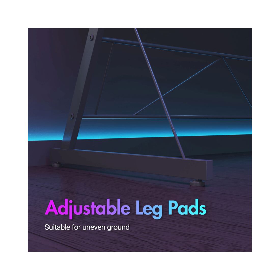 9 Advwin 126cm L Shaped Gaming Desk With Led Lights & Power Outlets Computer Desk Black, 9 of 10