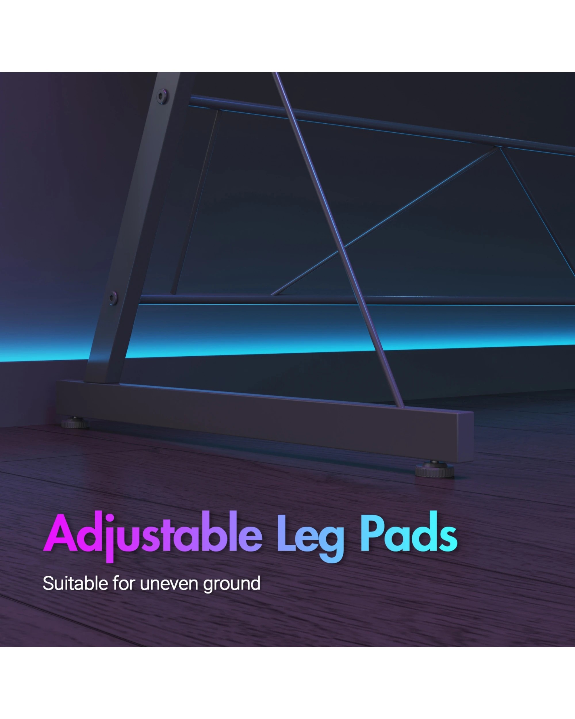 9 Advwin 126cm L Shaped Gaming Desk With Led Lights & Power Outlets Computer Desk Black, 9 of 10