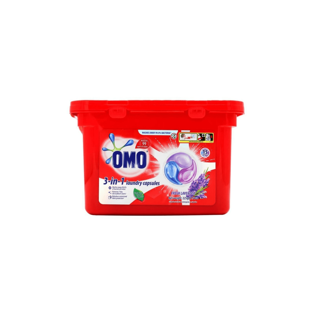 2 Omo 3-In-1 Laundry Capsules Lavender Front Top Loader Odour Control 6PK, 2 of 4