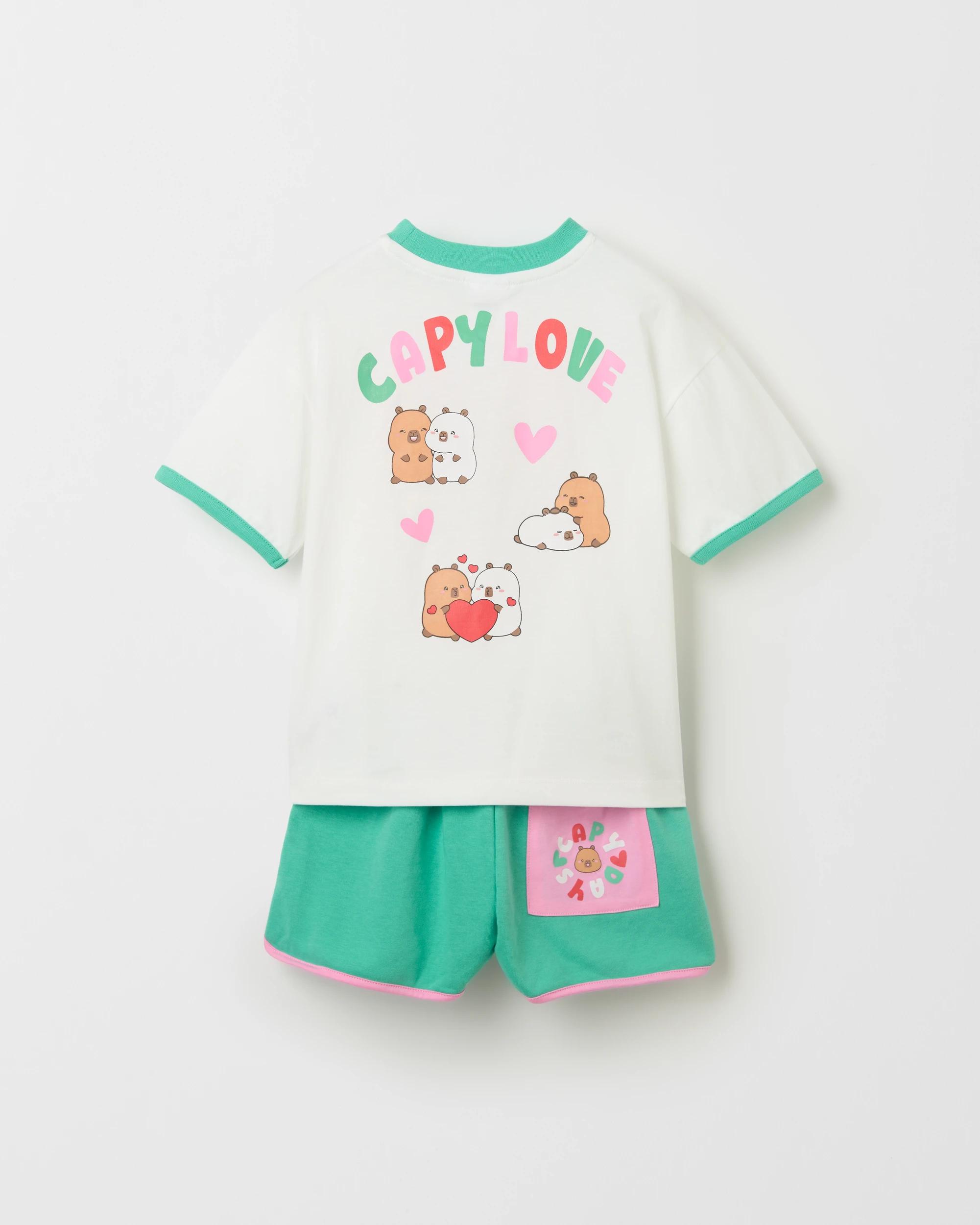4 CapyFun Australian Cotton T-Shirt and Shorts Set GREEN CAPYFUN, 4 of 4