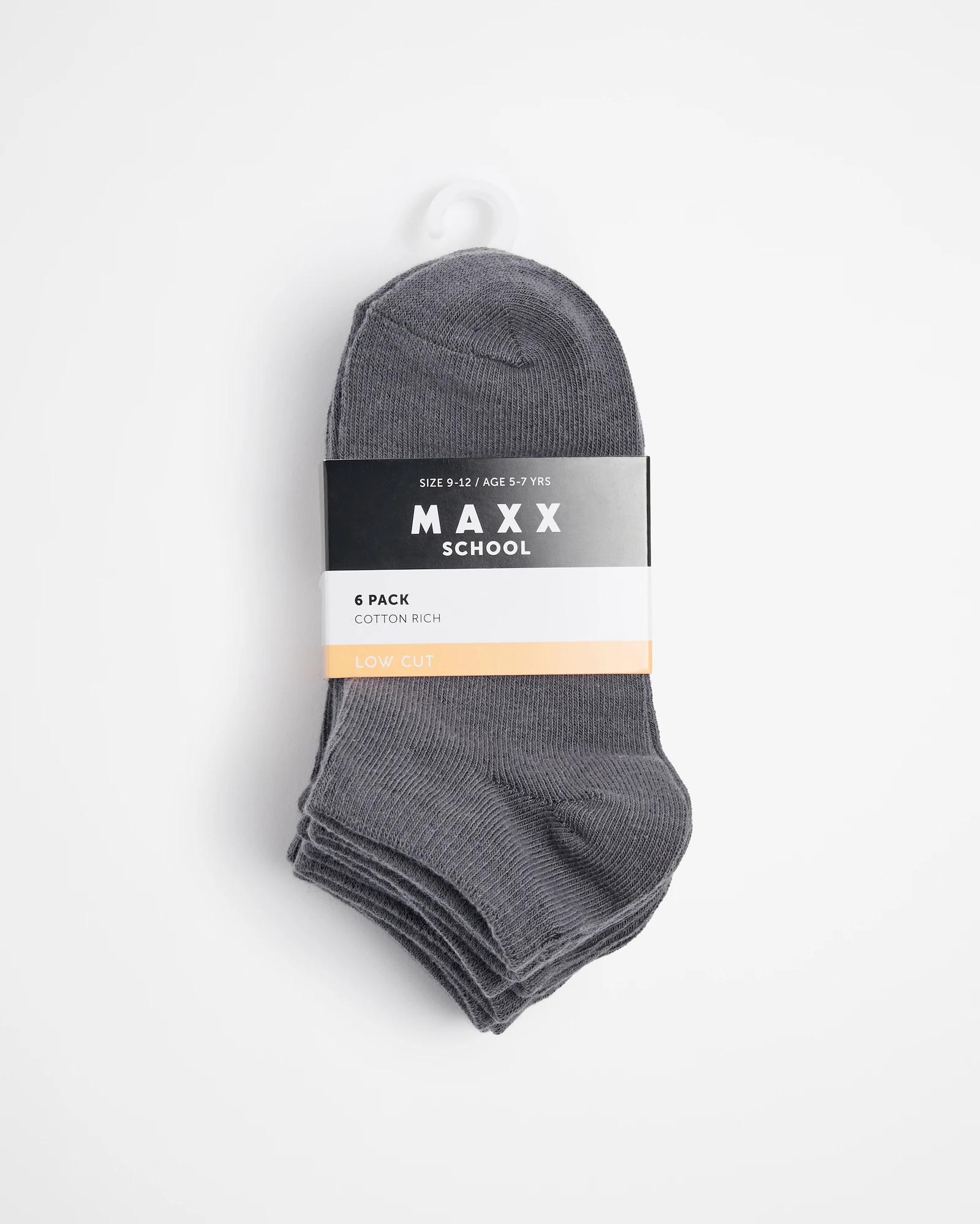 3 Kids School Low Cut Socks 6 Pack - Maxx GREY, 3 of 3