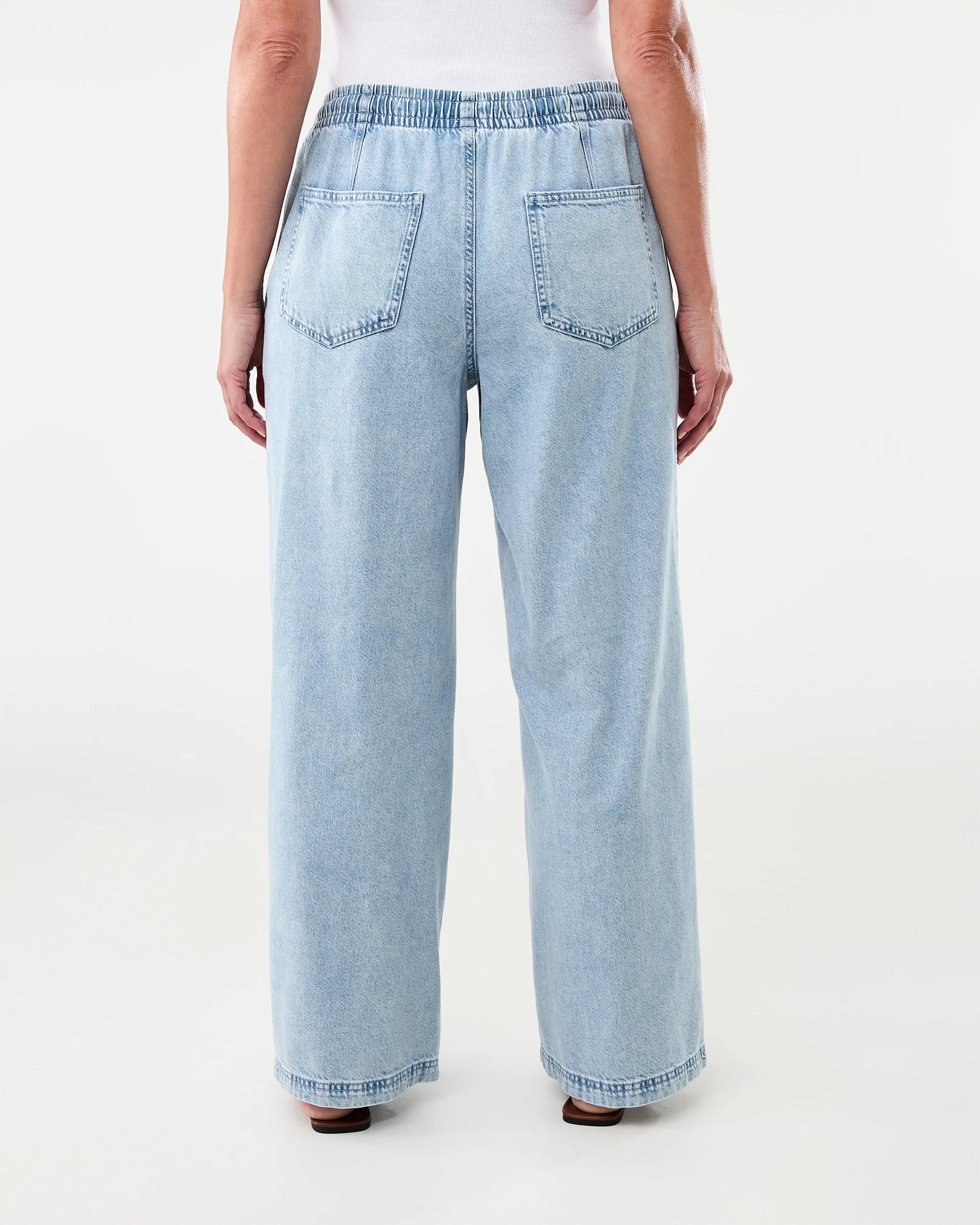 4 Seam Front Wide Leg Jeans Light Wash, 4 of 8