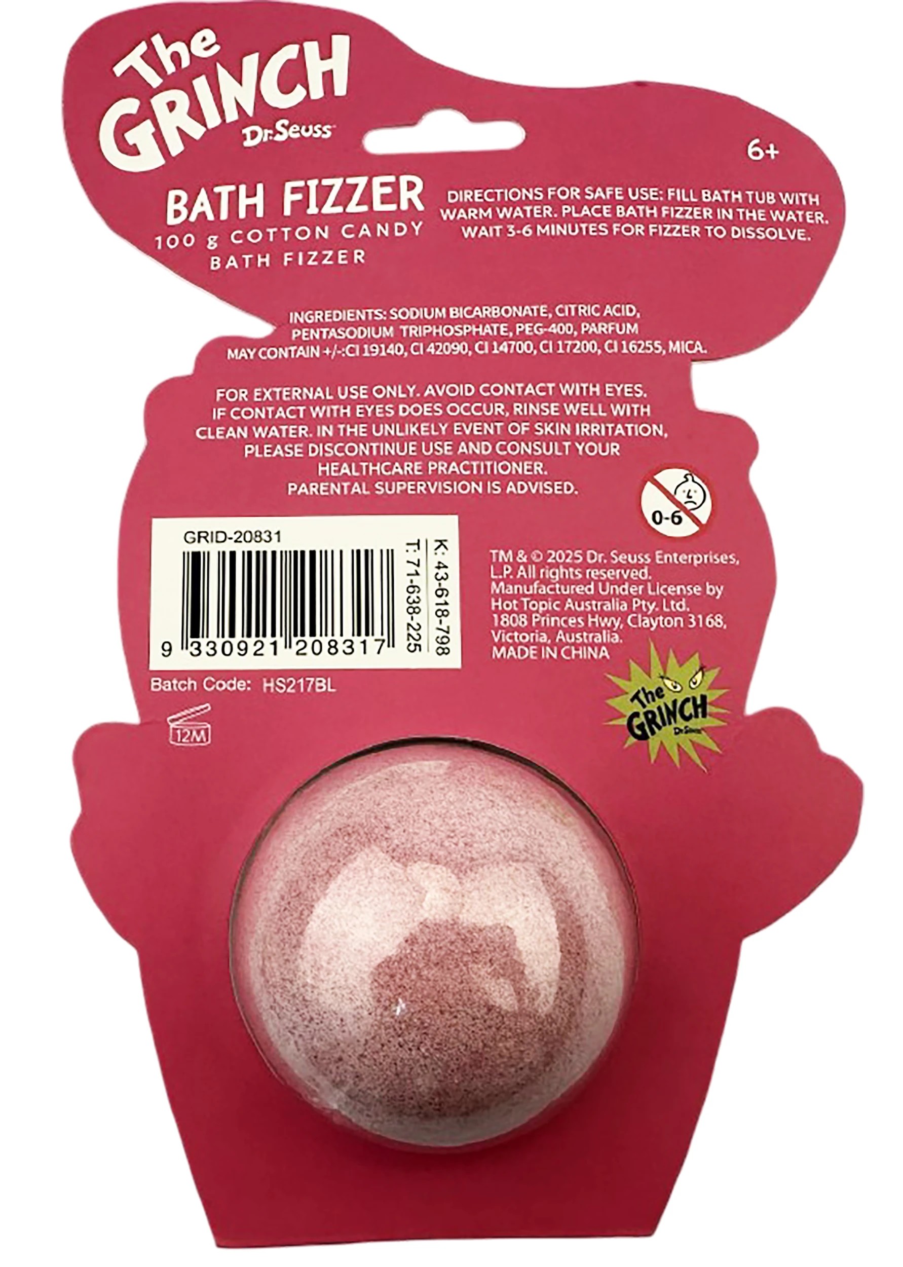 2 The Grinch Dr. Seuss Cindy Lou Bath Fizzer 100g - Cotton Candy, 2 of 2