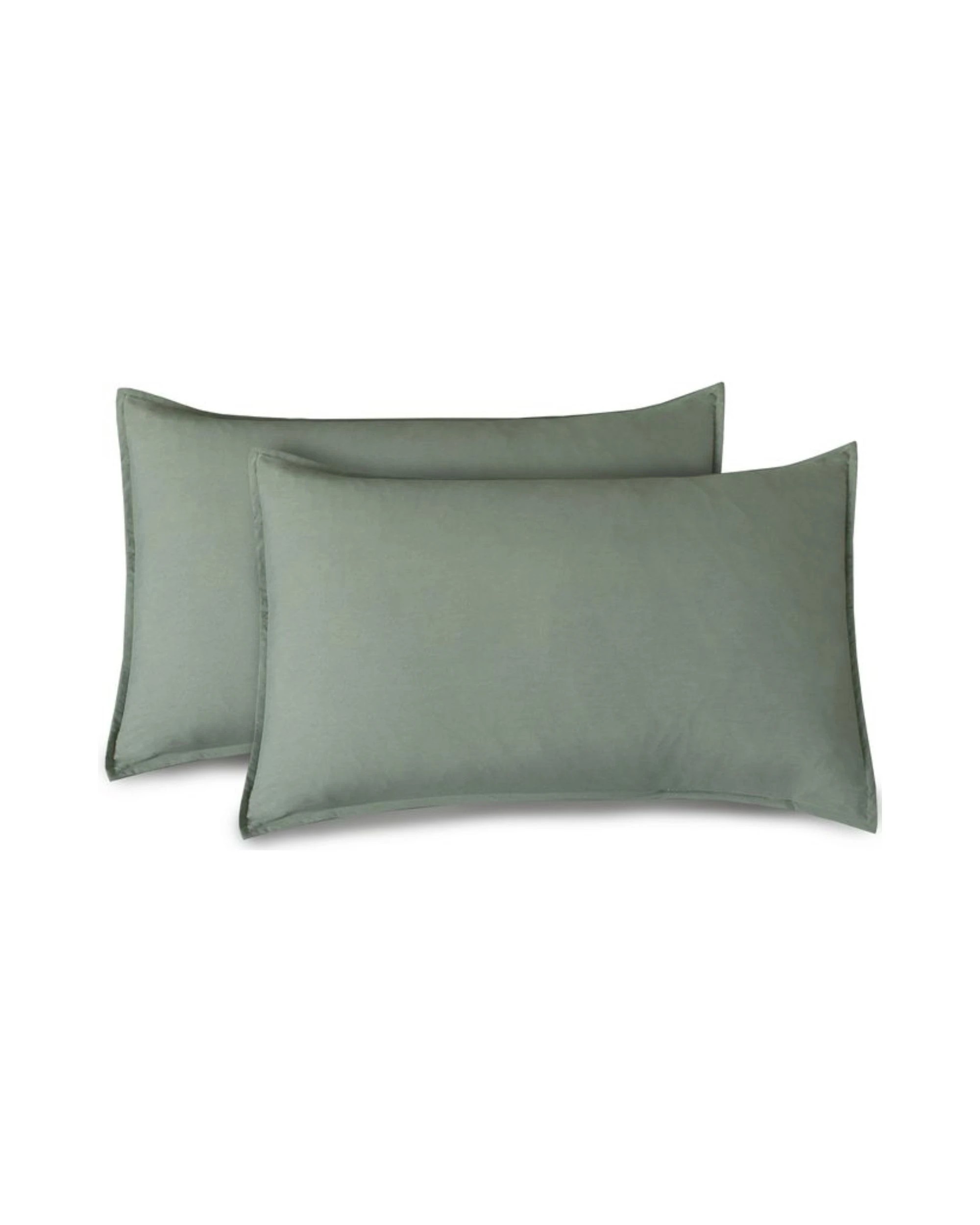 1 CleverPolly 2-Pack Vintage Washed Microfibre King Pillowcases - Khaki Green, 1 of 3