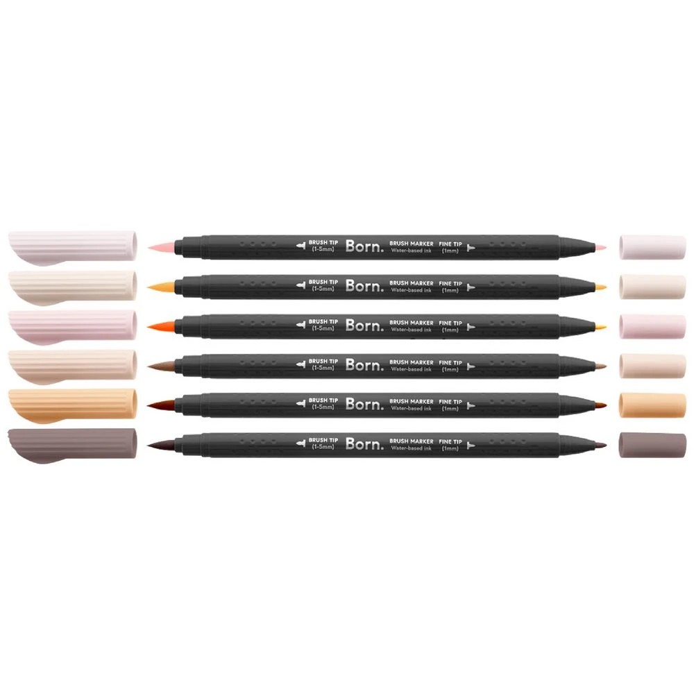 3 Born Professional Brush Dual-Tip Markers Portrait 6 Pack, 3 of 4