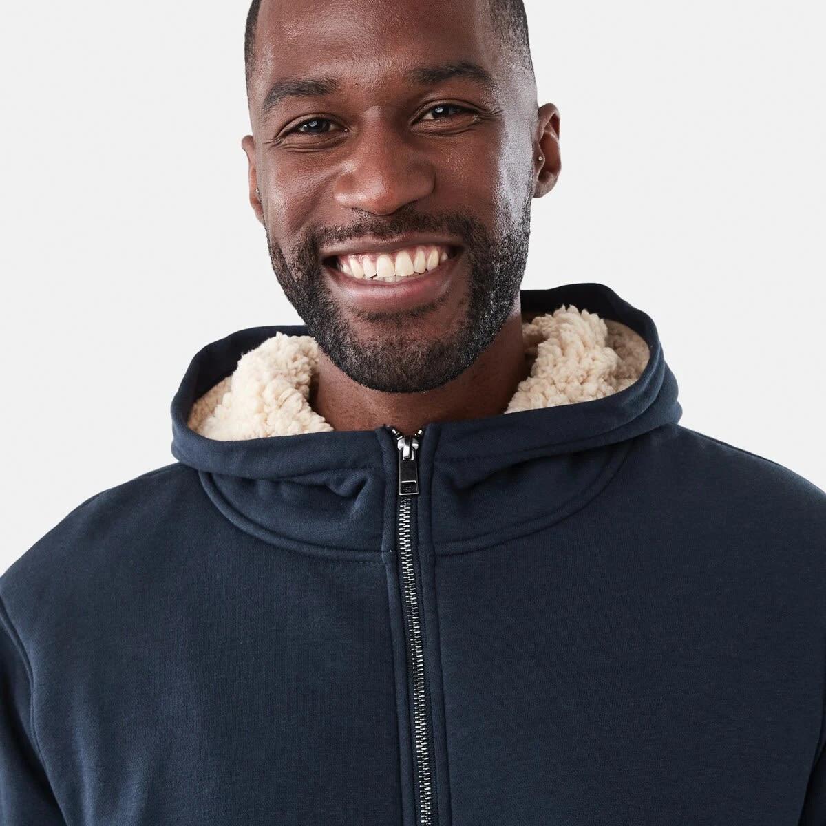 5 Sherpa Lined Zip Through Hoodie Nvy Sphire, 5 of 7