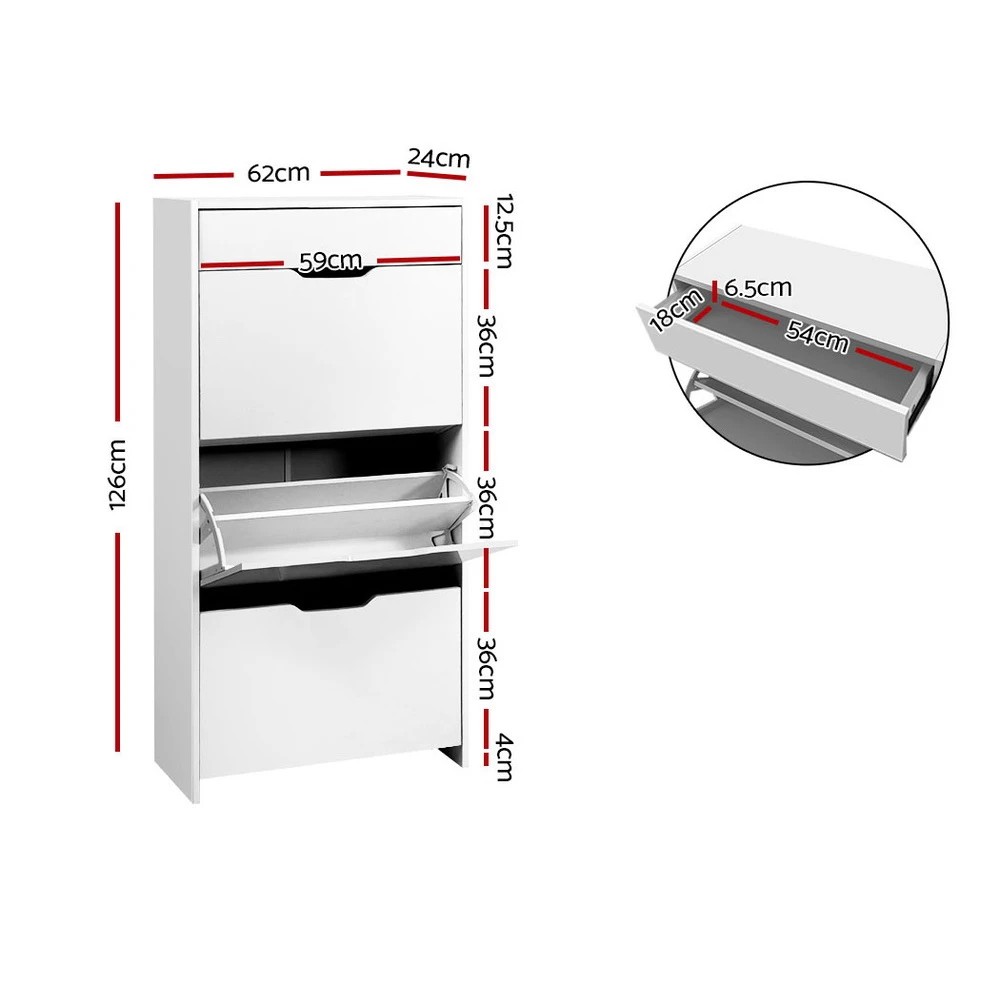 3 Artiss Shoe Rack Cabinet 24 Pairs  Luna - White, 3 of 5