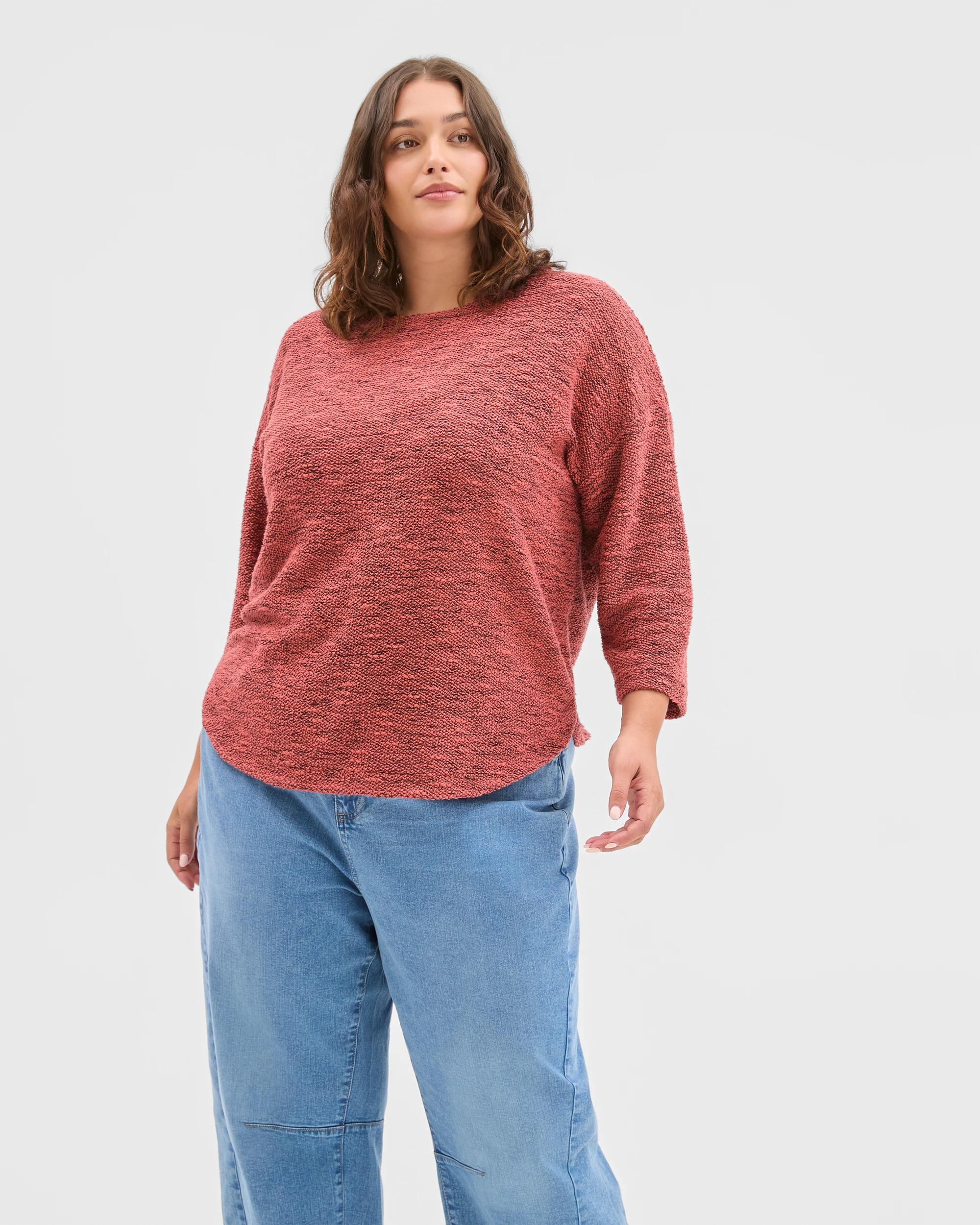2 Target Curve Plus Size Australian Cotton Blend Curved Hem Textured Top MARSALA, 2 of 6