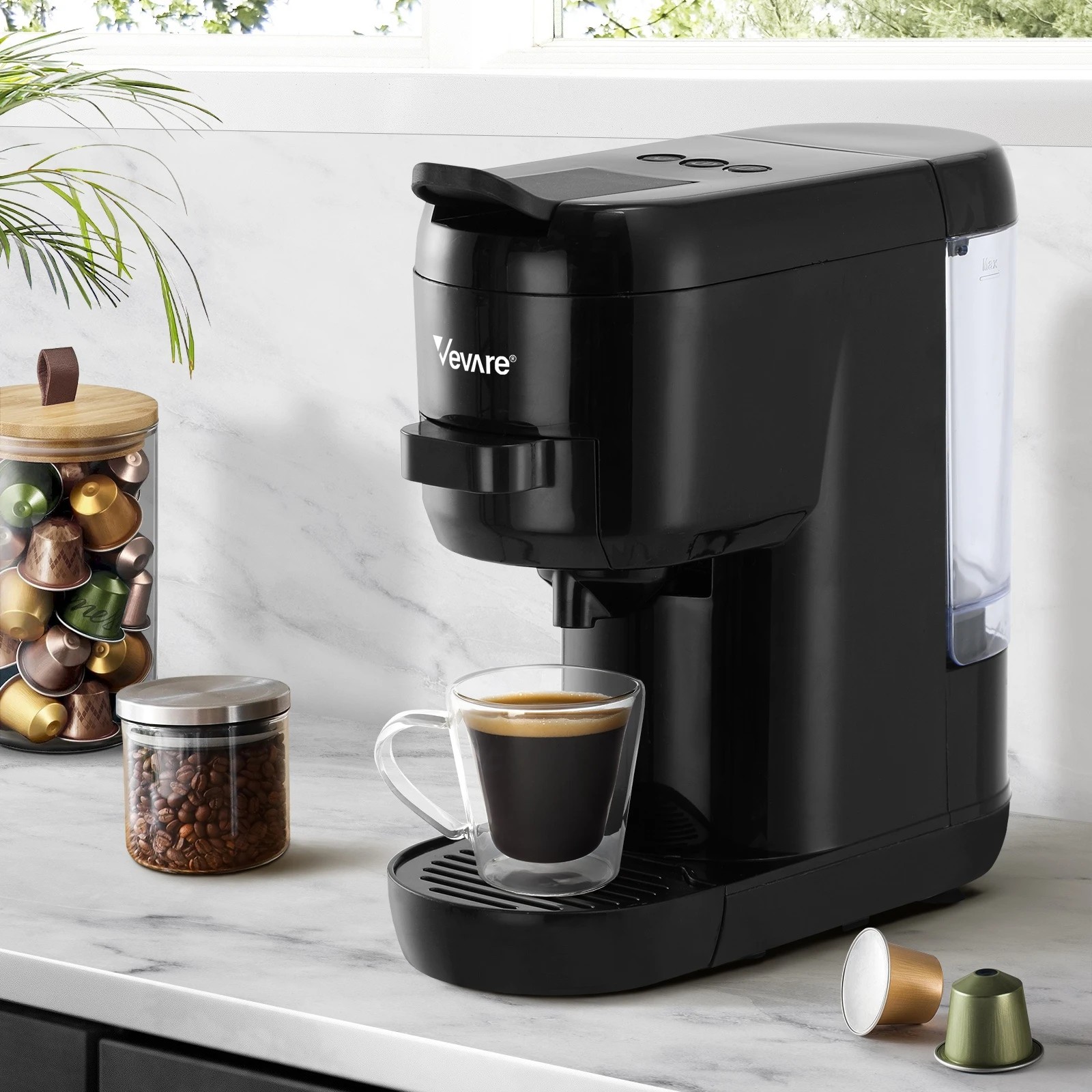 3 Vevare Capsule Coffee Machine 19 Bar 3in1 Nespresso Dolce-Gusto Maker - Black, 3 of 5