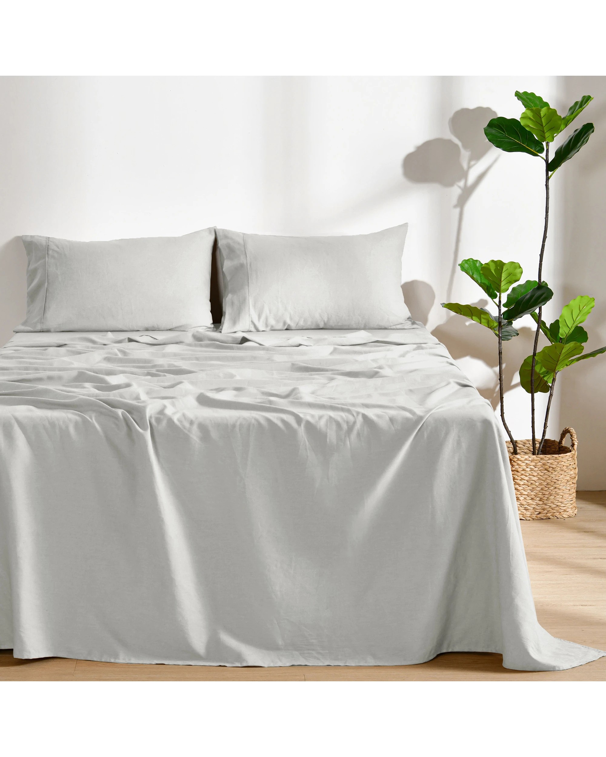 1 Dreamaker Linen Cotton Sheet Set - King Bed - Dove Grey, 1 of 7