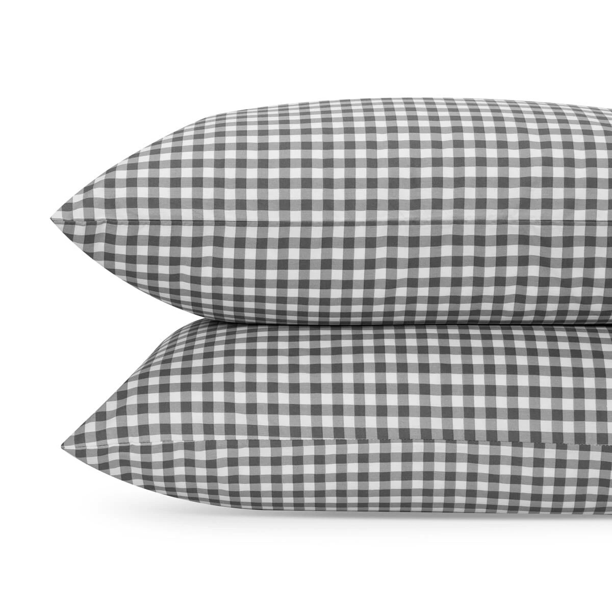2 250 Thread Count Gingham Cotton Sheet Set - Double Bed, Grey, 2 of 7