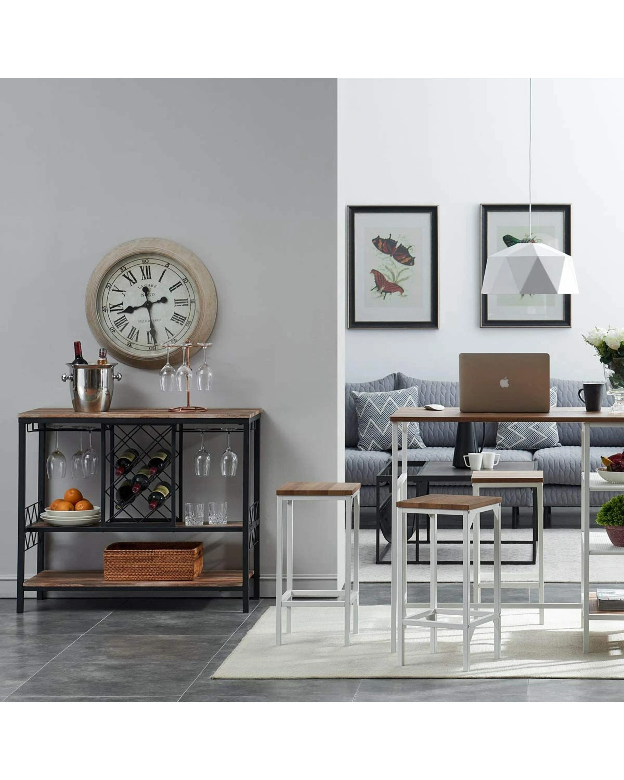 3 IHOMDEC Wine Rack Table with Glass Holder - Black, 3 of 6