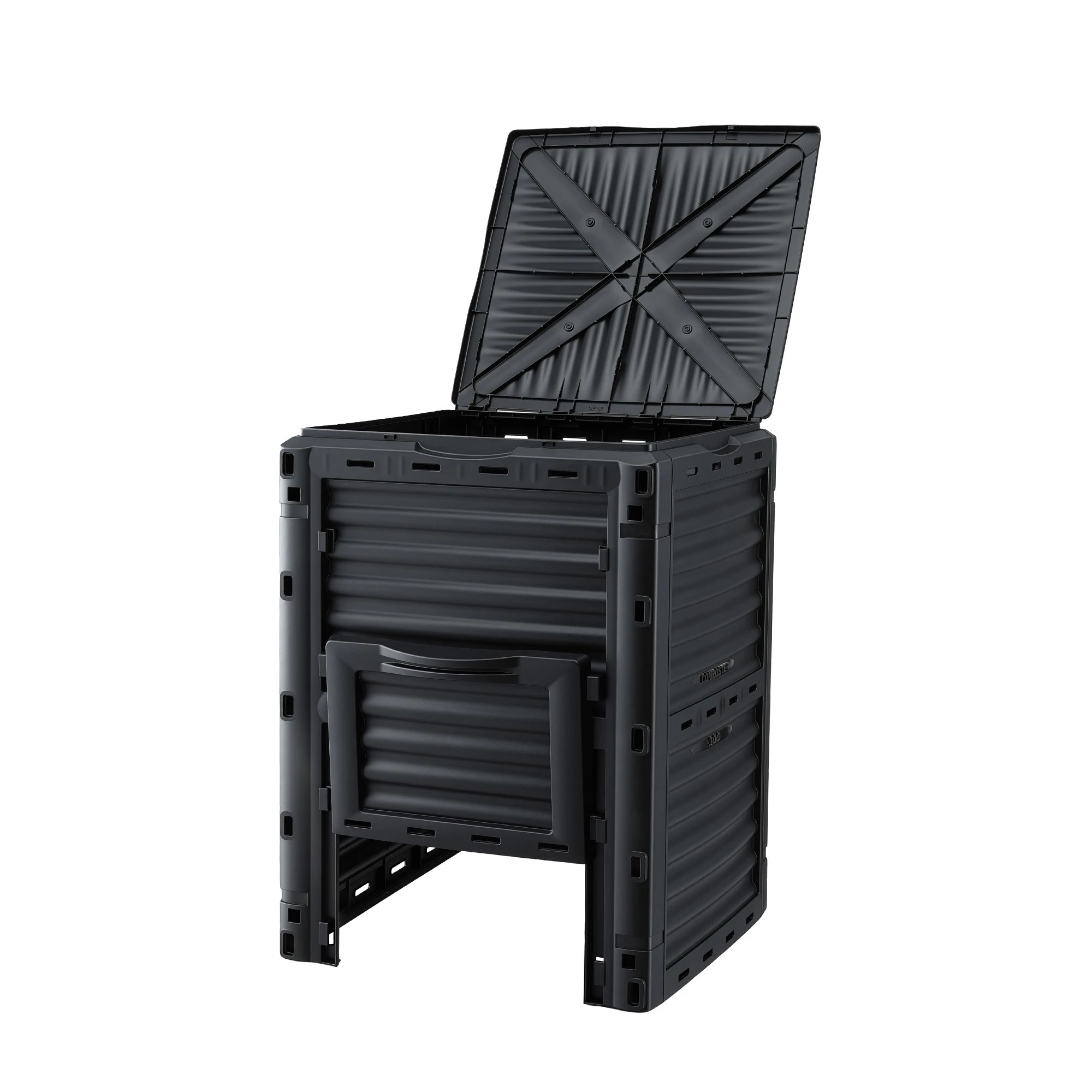 1 Gardeon Compost Bin 300L Heavy-Duty  Outdoor Composter with Top Lid Bottom Door - Black, 1 of 1