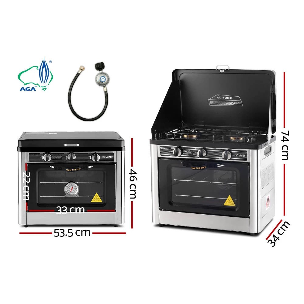 2 Devanti Portable Gas Oven LPG - Black, 2 of 9