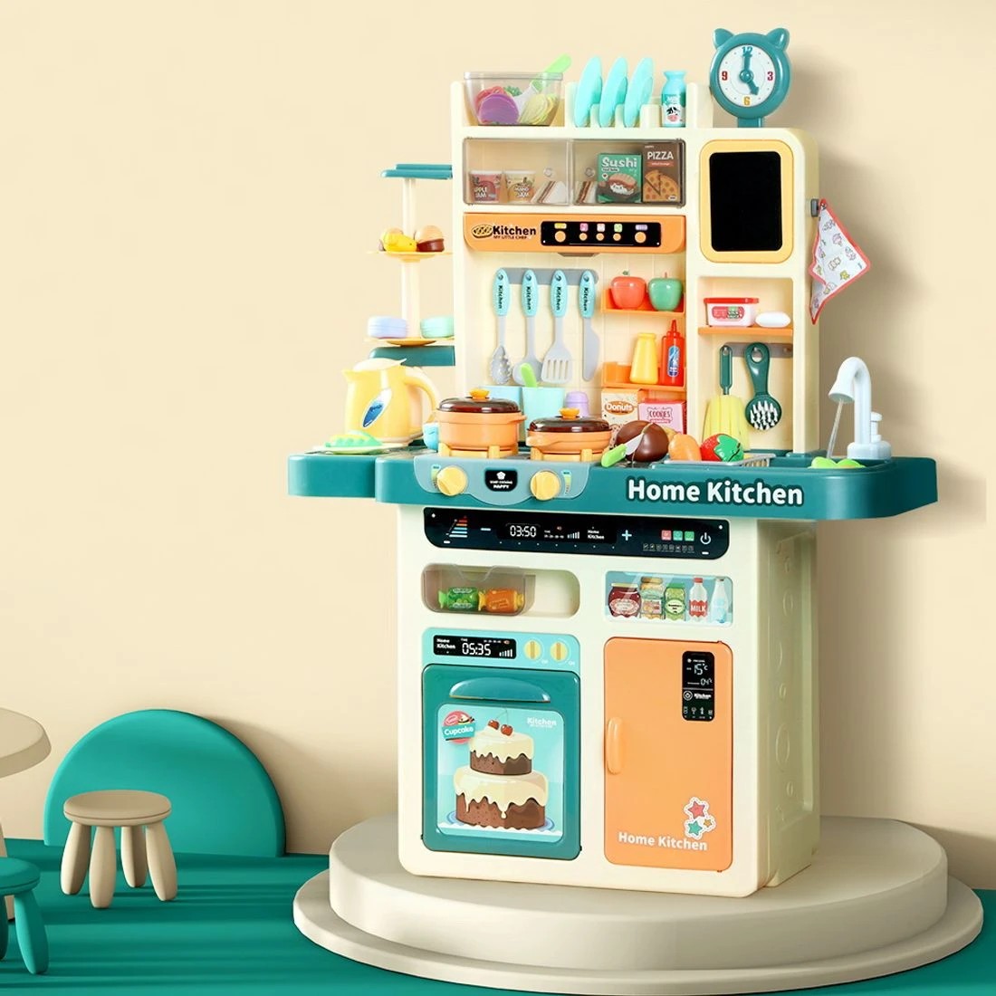 3 Keezi Kids Kitchen Pretend Play Set Cooking Sound Steam Light Function - Multi, 3 of 4