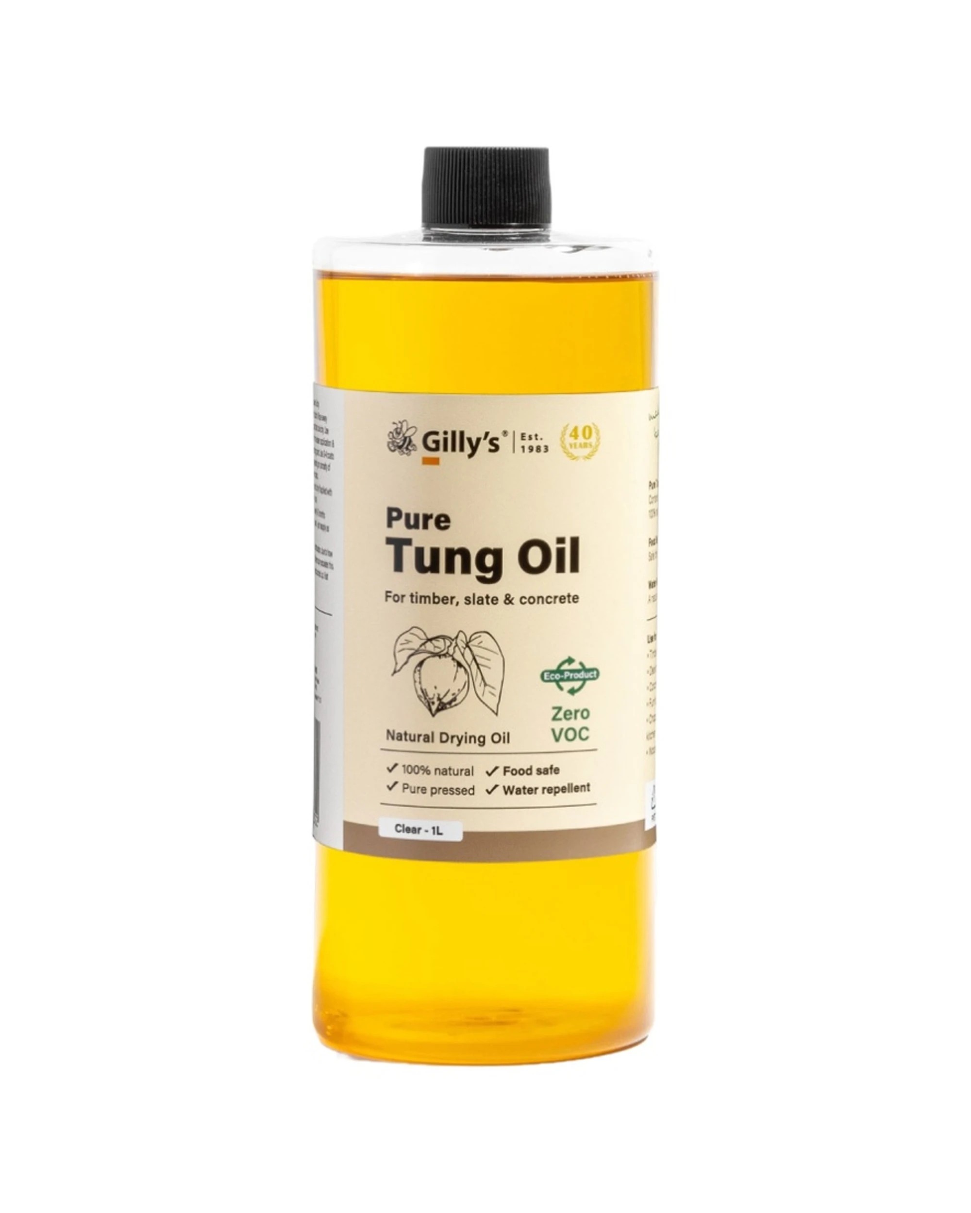1 Gilly's Tung Oil Food Safe For Timber/Concrete/Sealer/Utensils 1L - Clear, 1 of 1
