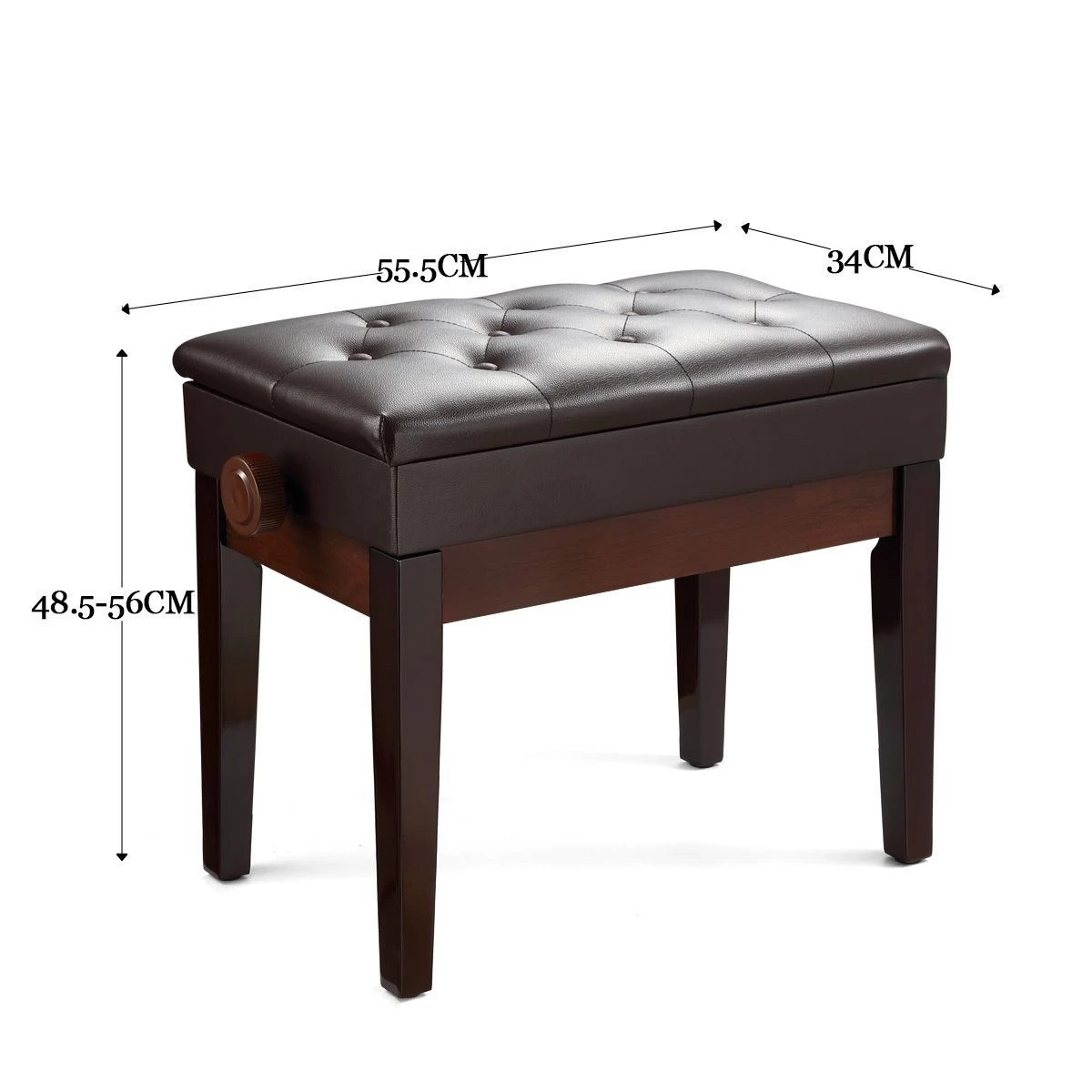 6 Melodic Adjustable Piano Keyboard Stool Chair Seat Stage Bench with Padded Cushion, 6 of 6