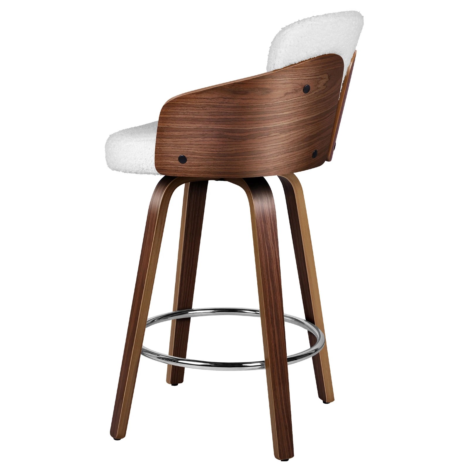 4 Alfordson 2x Swivel Bar Stools Alice Kitchen Wooden Dining Chair Boucle - White, 4 of 10