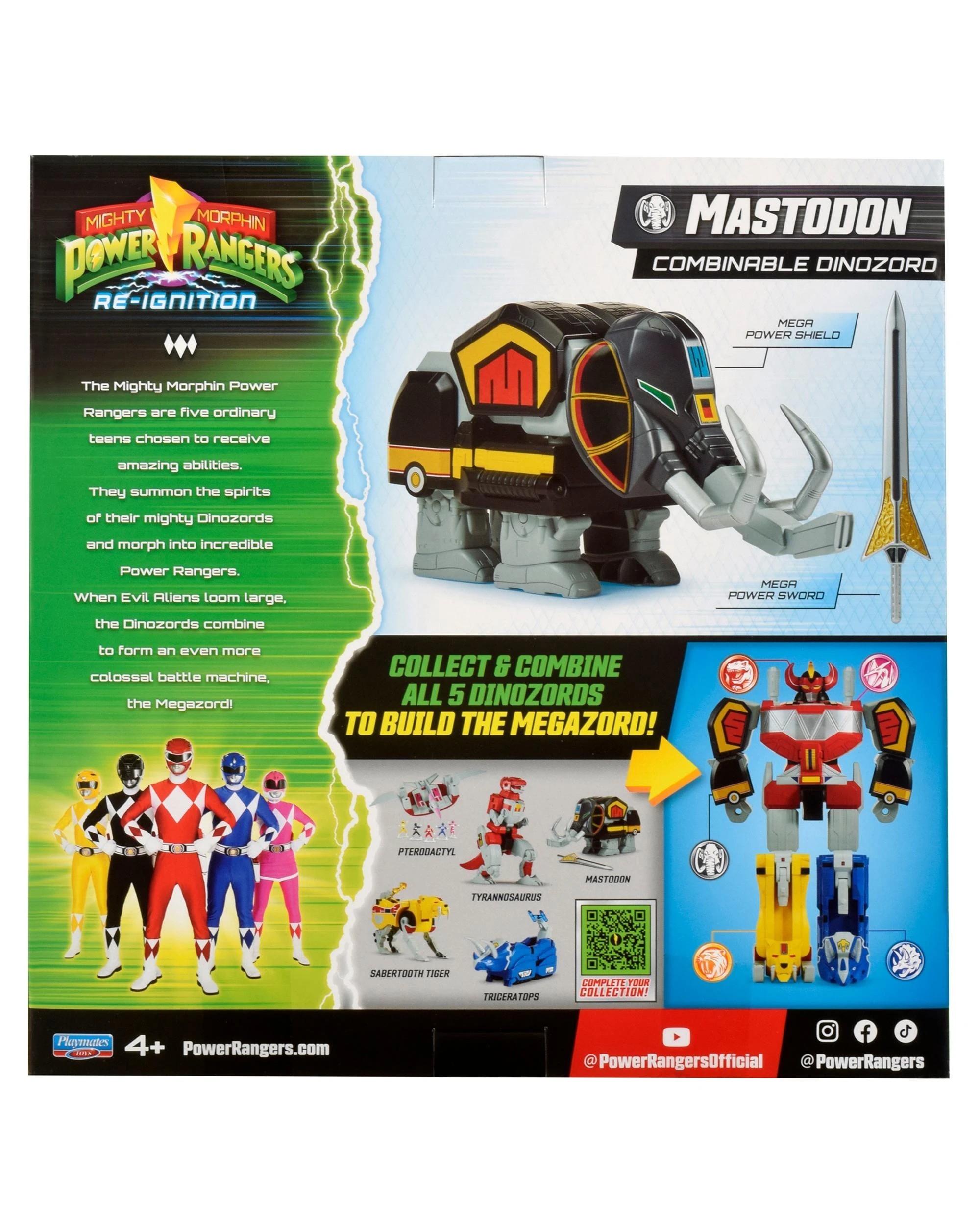 10 Mighty Morphin Power Rangers Re-Ignition Combinable Dinozord Mastodon Toy, 10 of 10