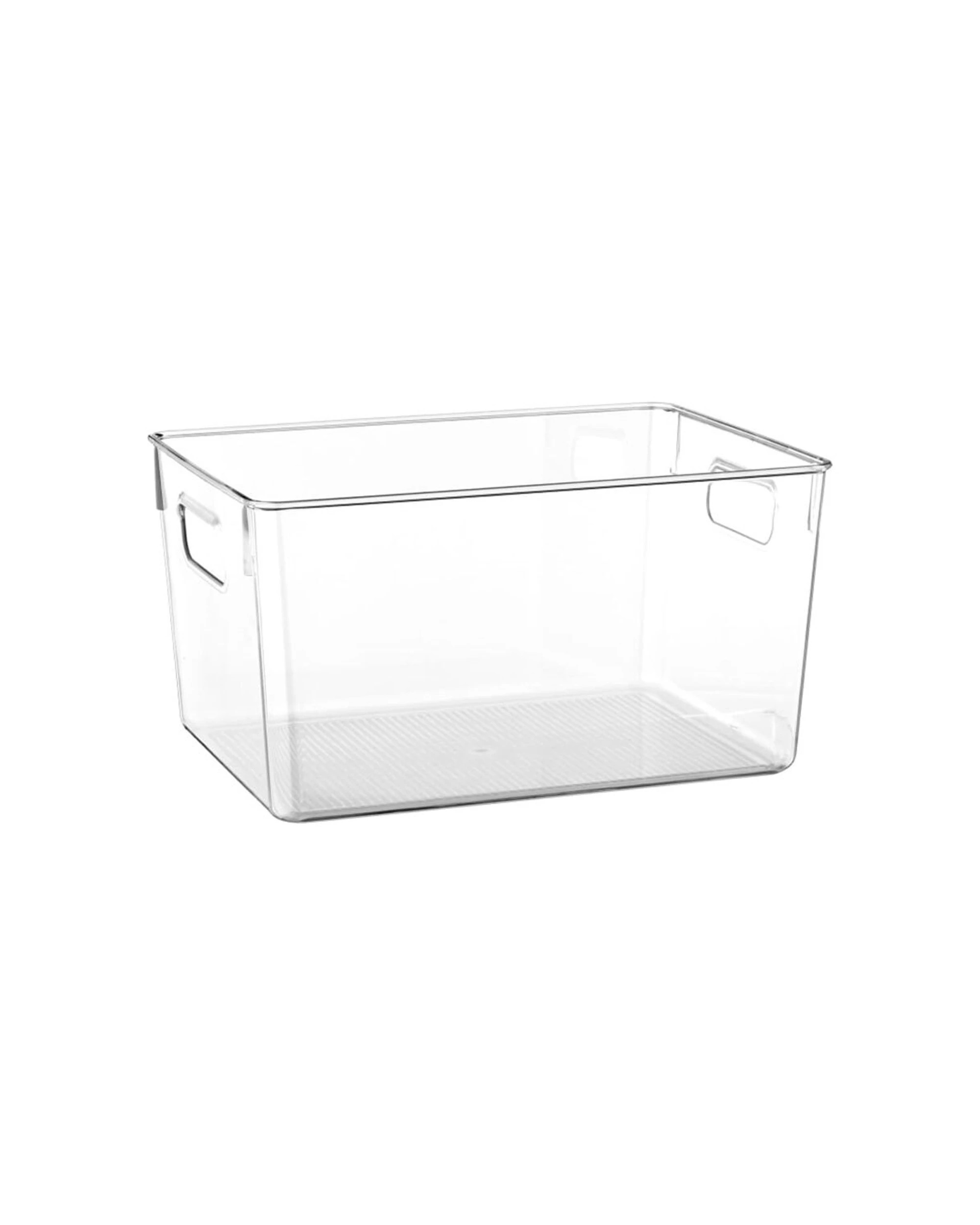 2 Boxsweden Crystal Storage Container 28cm Large Plastic Handles Fridge Pantry Organiser
 - Clear, 2 of 3