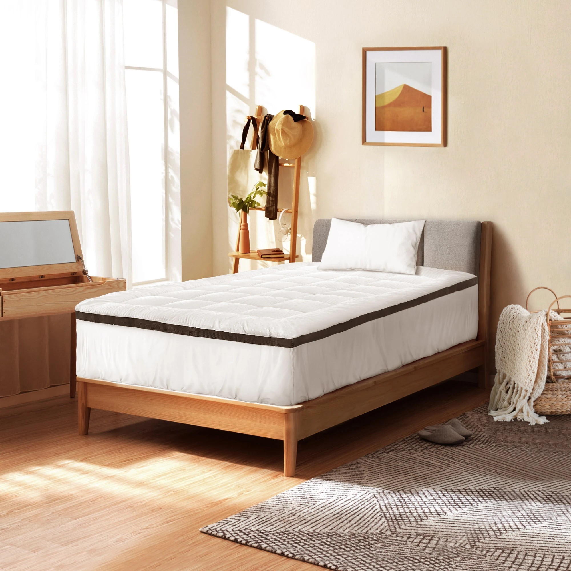 3 Bedra Bedding Mattress Topper King Single Pillowtop 3D BUBBLE Airflow - White, 3 of 7