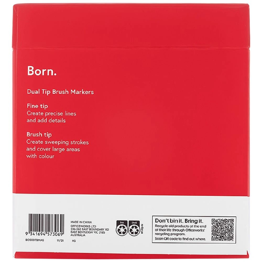 2 Born Dual-Tip Brush Markers 50 Pack Assorted, 2 of 4
