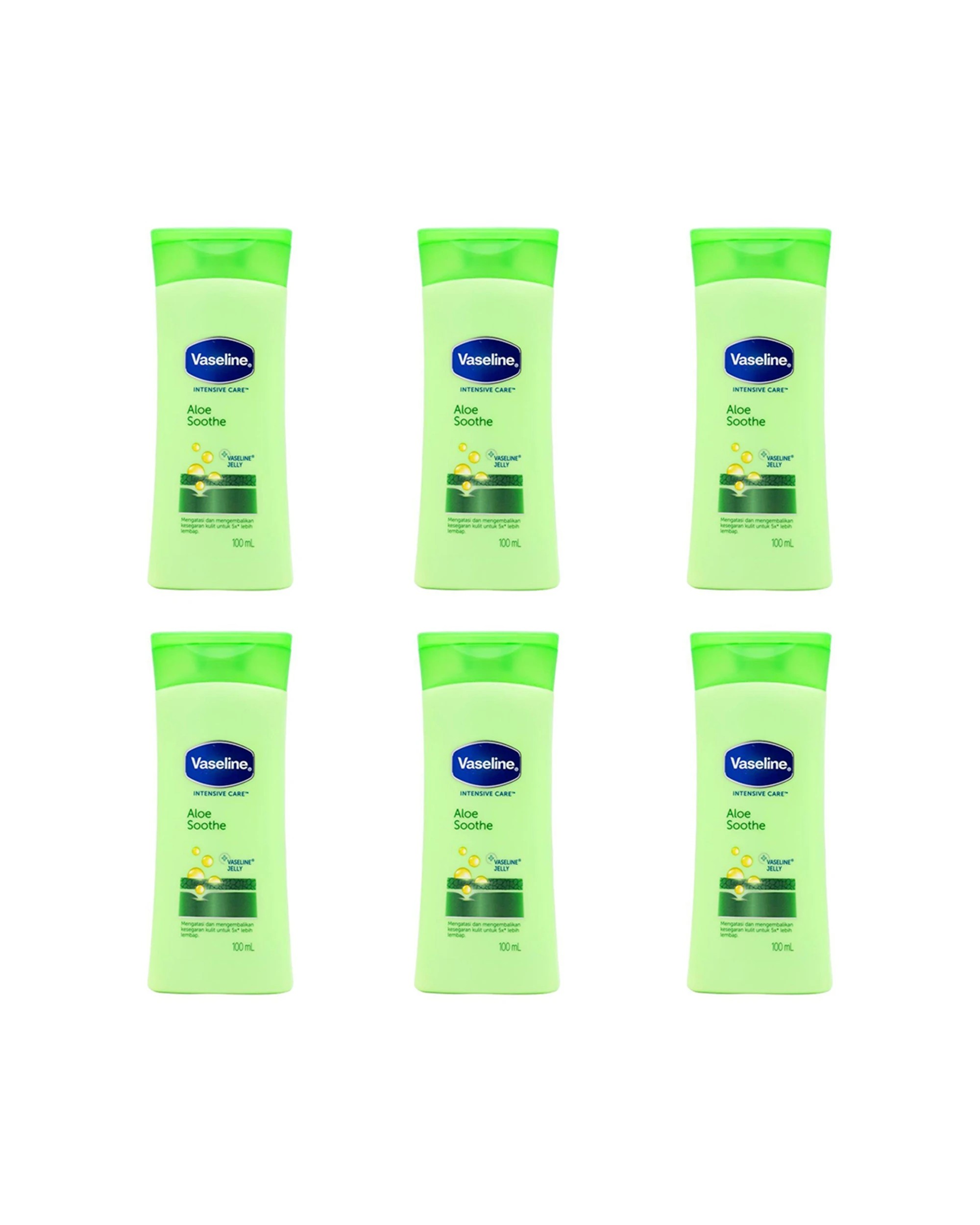 1 Vaseline 6pk Moisturising Lotion Aloe Soothe For Dry Skin Care 100ml - Green, 1 of 4