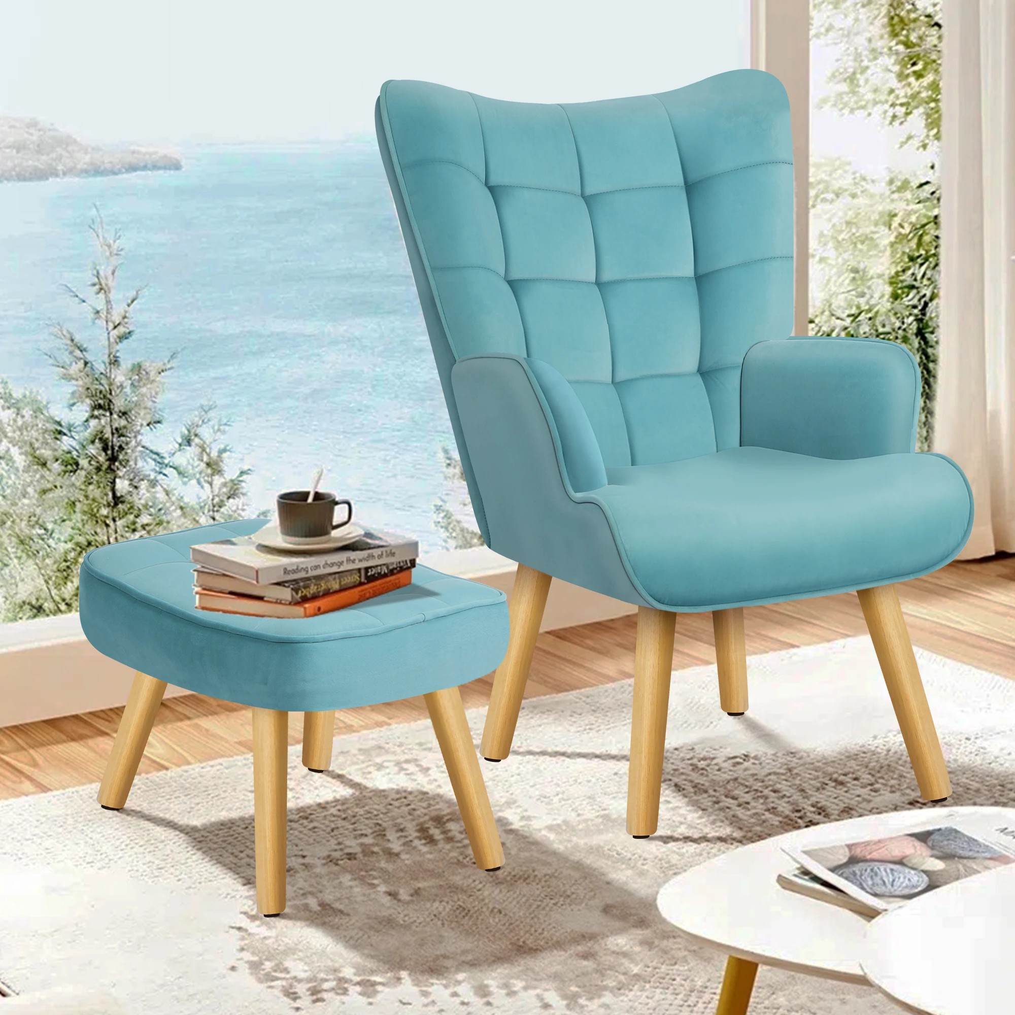 3 Alfordson Armchair Lounge Chair Featherston Replica Accent Chair Couch - Blue, 3 of 10